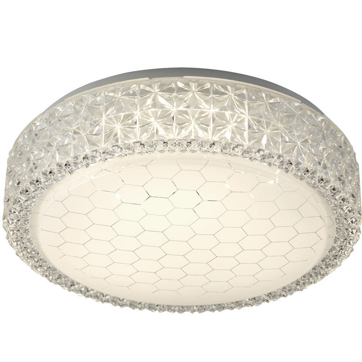 LED DECKENLEUCHTE Metall Silber Kristalloptik - Silberfarben, Metall (28/28/9cm)