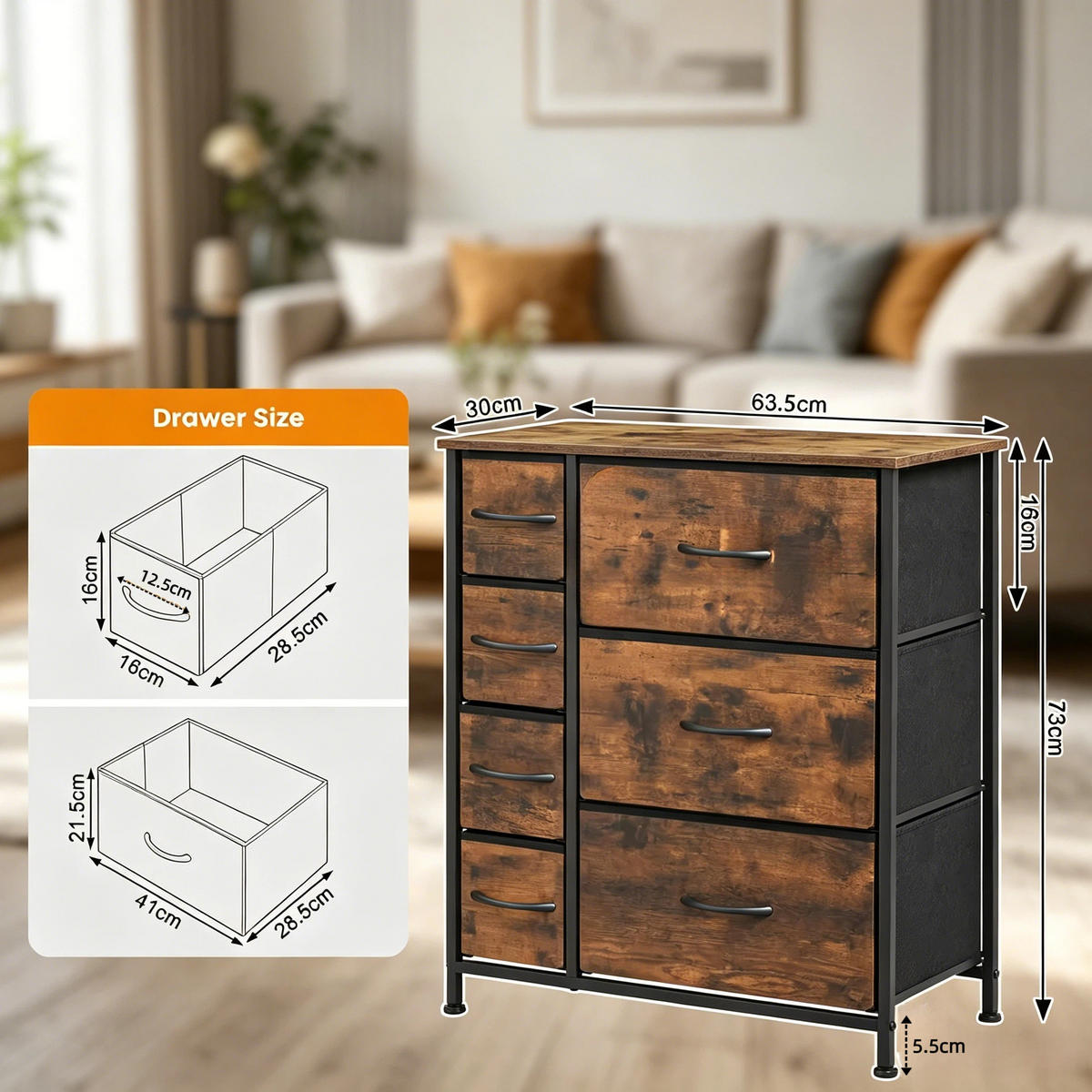 SIDEBOARD Rustikalbraun 63.5/30/73 cm - Wildeiche, Holz (63.5/73/30cm) - PANGIVO