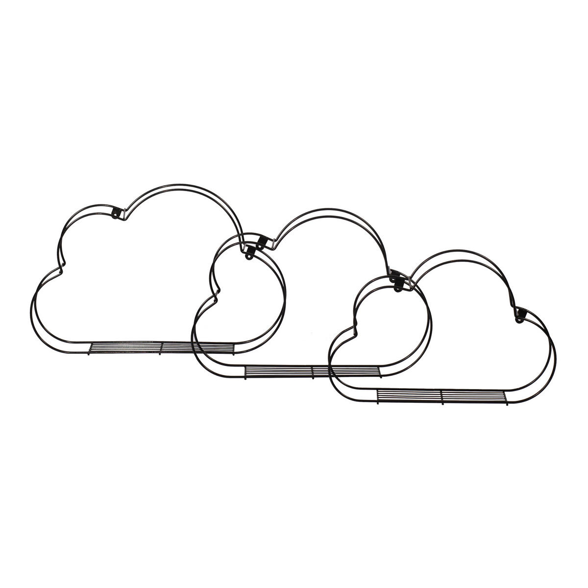 KINDER-WANDREGAL-SET 3 TLG. Tønder - Schwarz, Metall (55/36/10cm) - [en.casa]