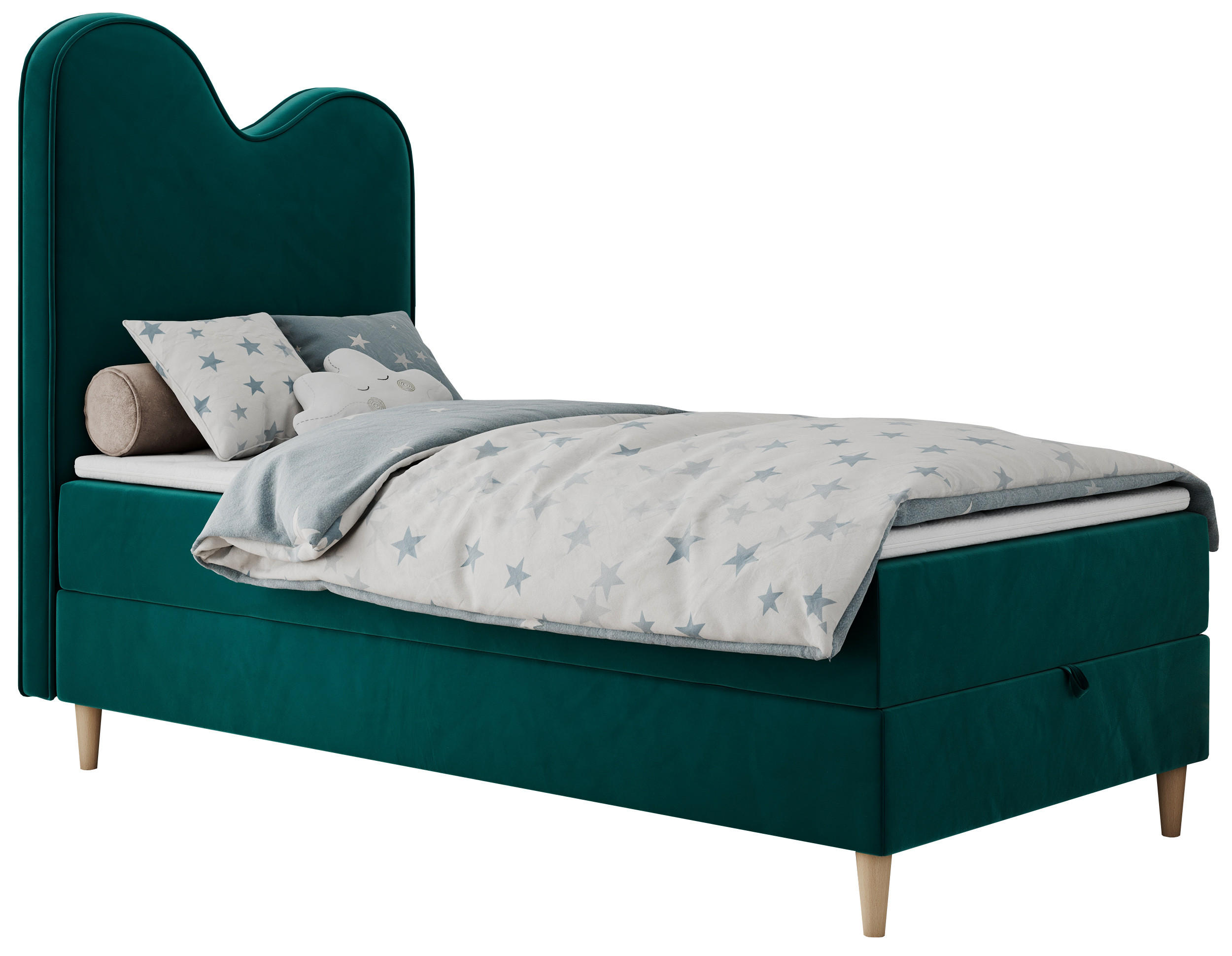 BOXBETT FLOW 90/180 Dunkelgrün Velvet - H3 - Dunkelgrün, Holz/Textil (90/180cm) - MKS