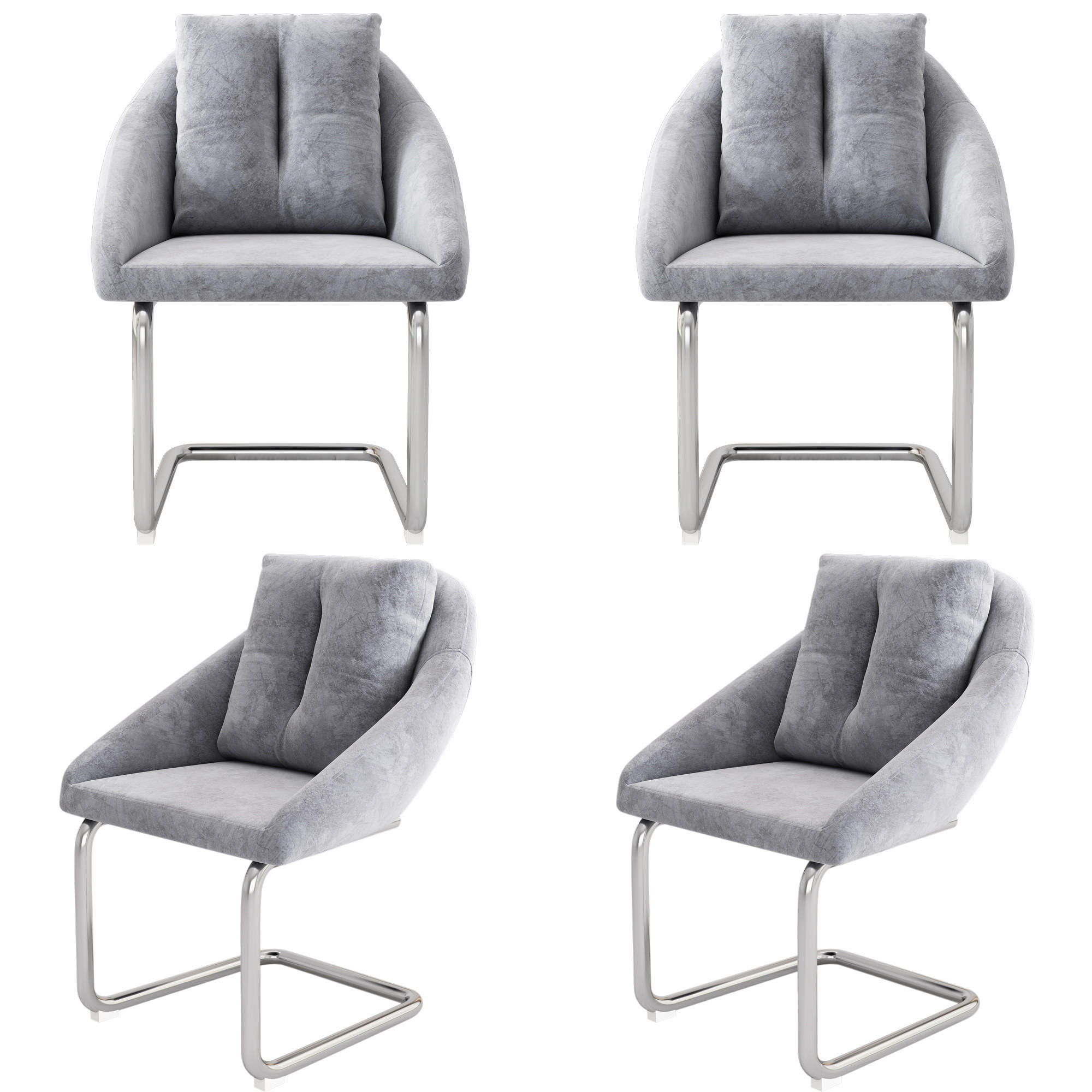 SCHWINGSTUHL DE-35649 4er-Set mit Samtpolsterung Grau - Grau, Metall (59/82/65cm) - ComfortXL