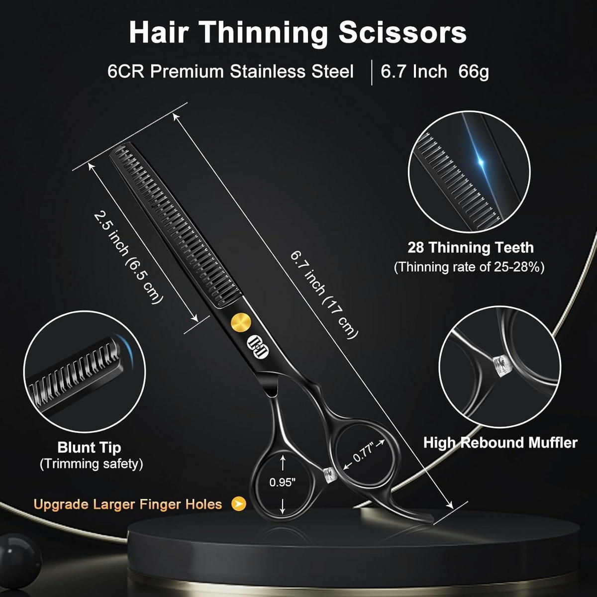FRISEURSCHEREN Set 8-teilig 6,7 Zoll Schwarz - Schwarz, Metall (5.9/1.5/17cm)