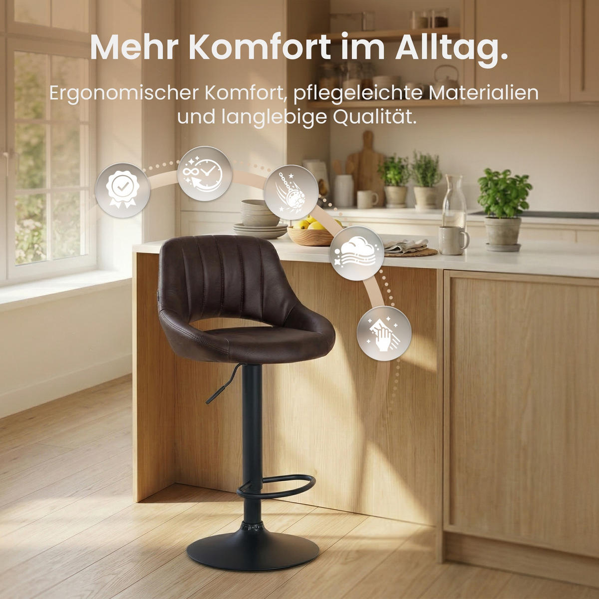 BARHOCKER Lederlook Braun - Schwarz/Braun, Textil/Metall (47/85/48cm) - CLP