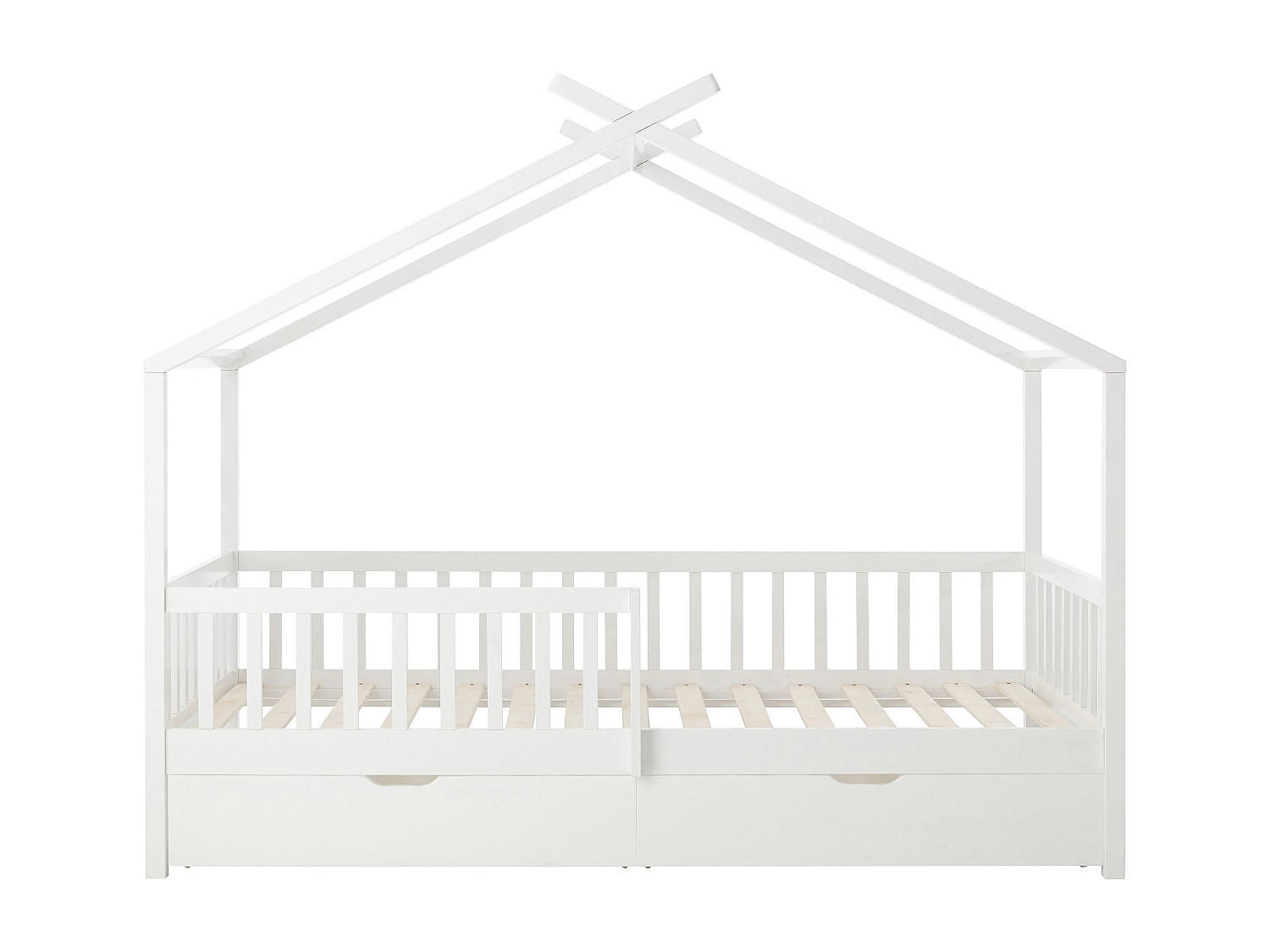 HAUSBETT - 1 Person - Holz, Platte - Weiß - Weiß, Holz (90/190cm) - Vente-Unique