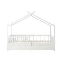 HAUSBETT - 1 Person - Holz, Platte - Weiß - Weiß, Holz (90/190cm) - Vente-Unique