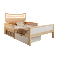 KINDERBETT Katzenkopfteil 90/200 cm Weiß/Eiche mit RGB-LED, Schublade, ohne Matratze - Weiß, Holz (90/200cm) - MIVRAY