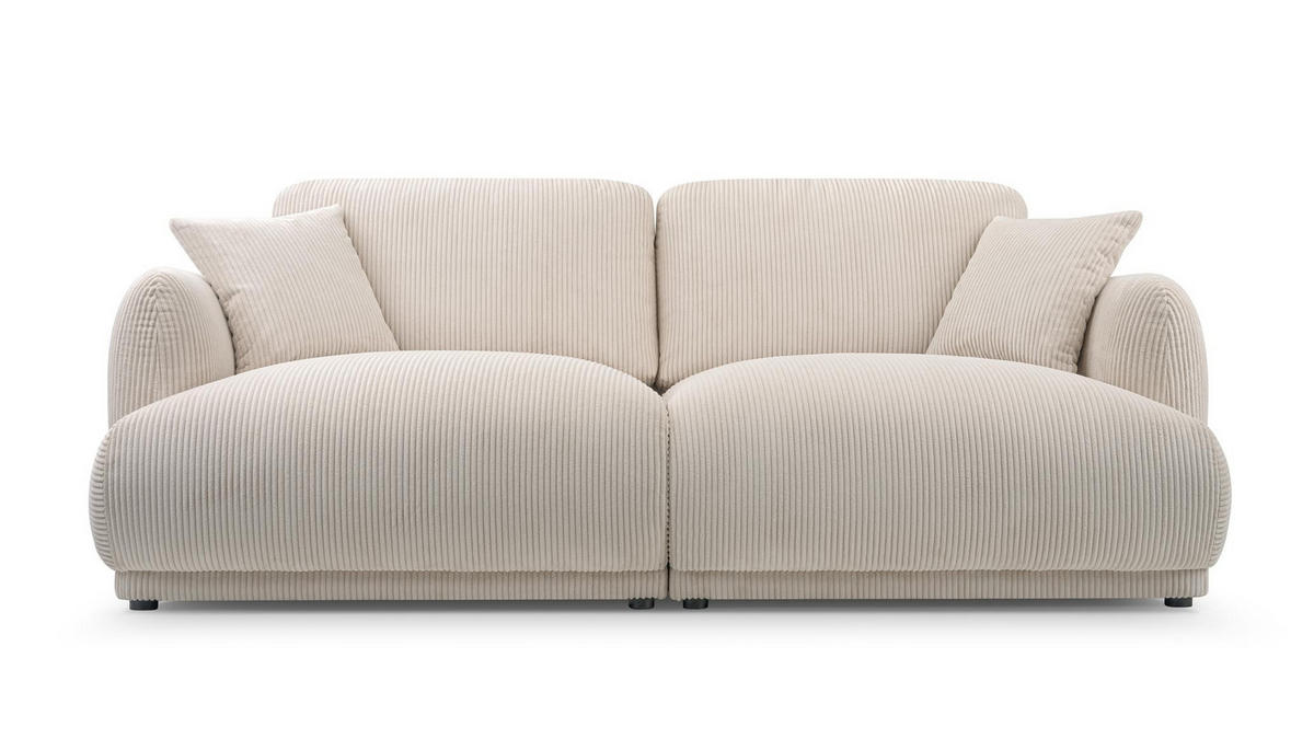 2-SITZER-SOFA Locco Cremefarbe, Zweisitzer Sofa - Creme, Holzwerkstoff (206/83/102cm) - Bettso