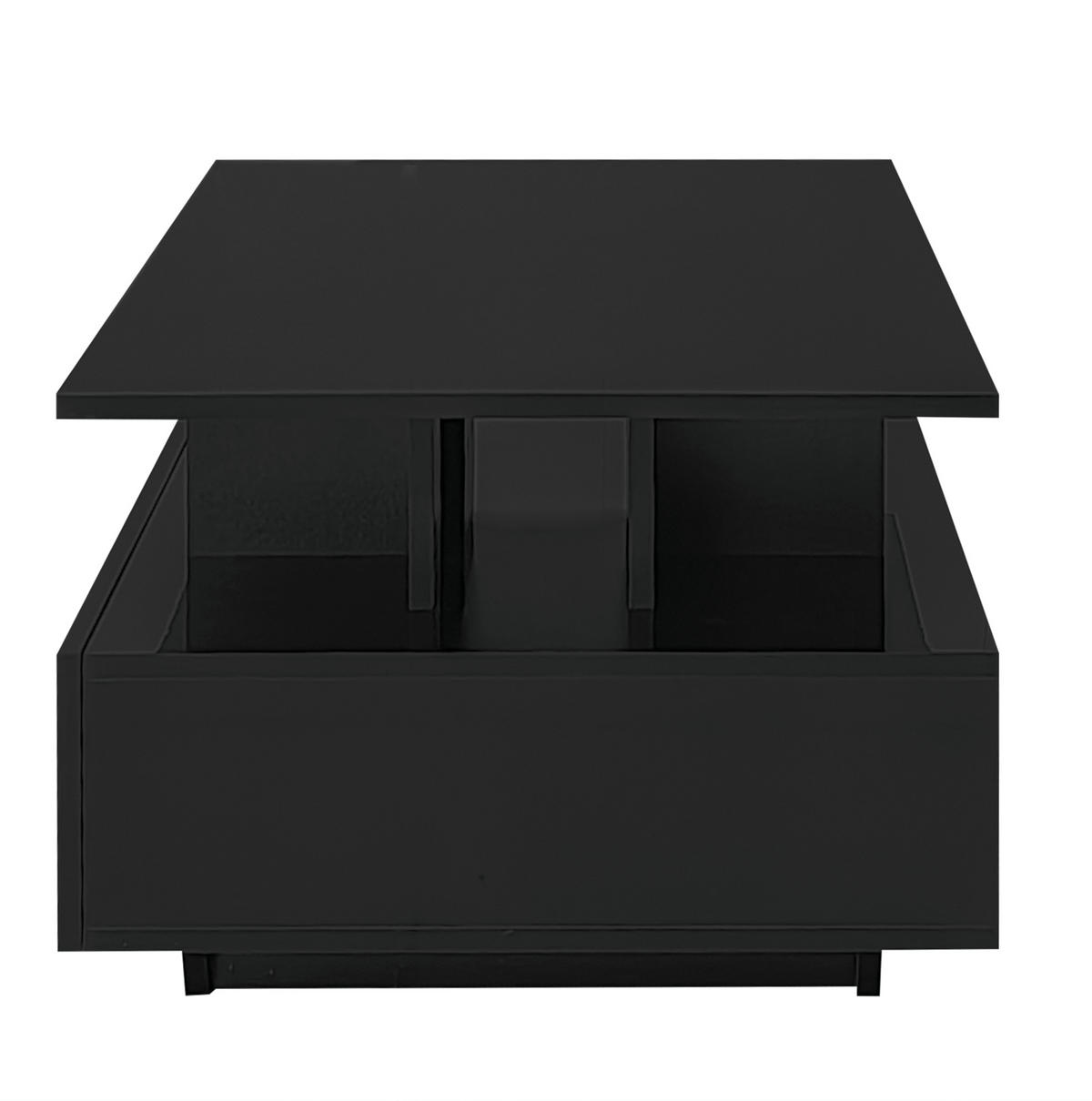 COUCHTISCH 90/55/41 cm in Schwarz mit LED-Beleuchtung und 2 Schubladen - Schwarz, Holzwerkstoff (90/55/41cm) - Flora Grace