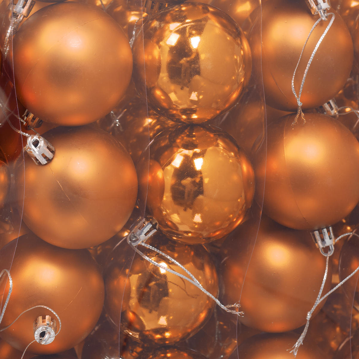 50XWEIHNACHTSKUGELN - Orange, Kunststoff (6/7/6cm) - Relaxdays