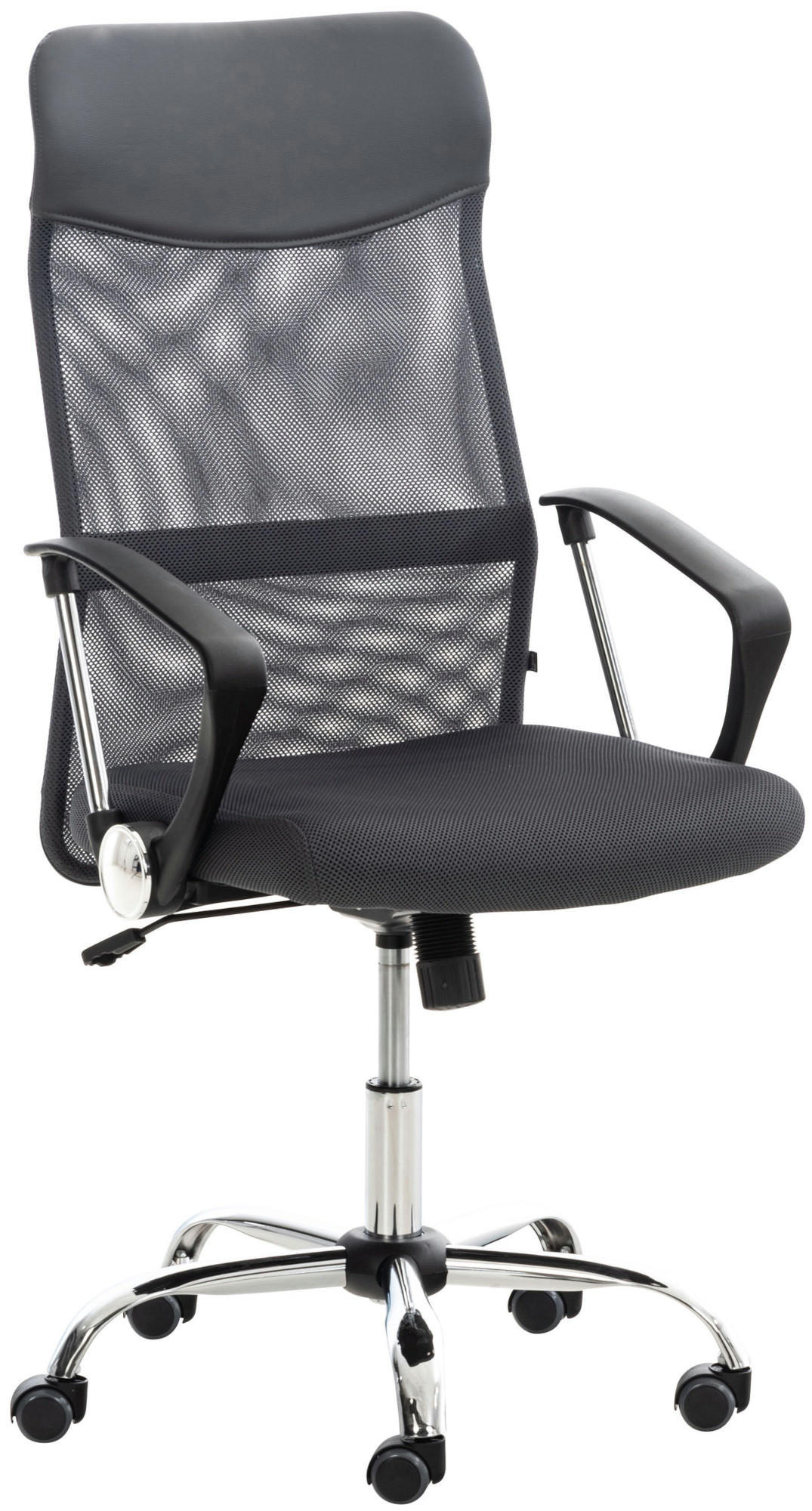 CHEFSESSEL Lederlook grau - Chromfarben/Grau, Textil/Metall (60/110/53cm) - CLP