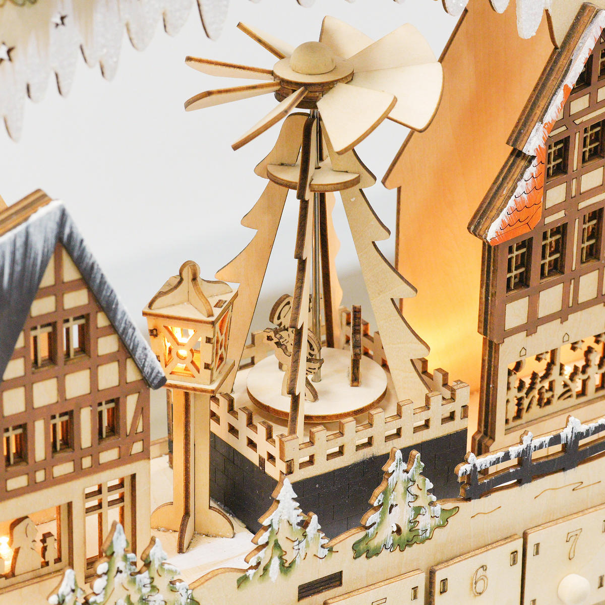 ADVENTSKALENDER Weihnachtskalender 24 Schubladen mit LED-Lichtern MDF Naturholz - Naturfarben, Kunststoff (9/42.5/45cm) - HOMCOM