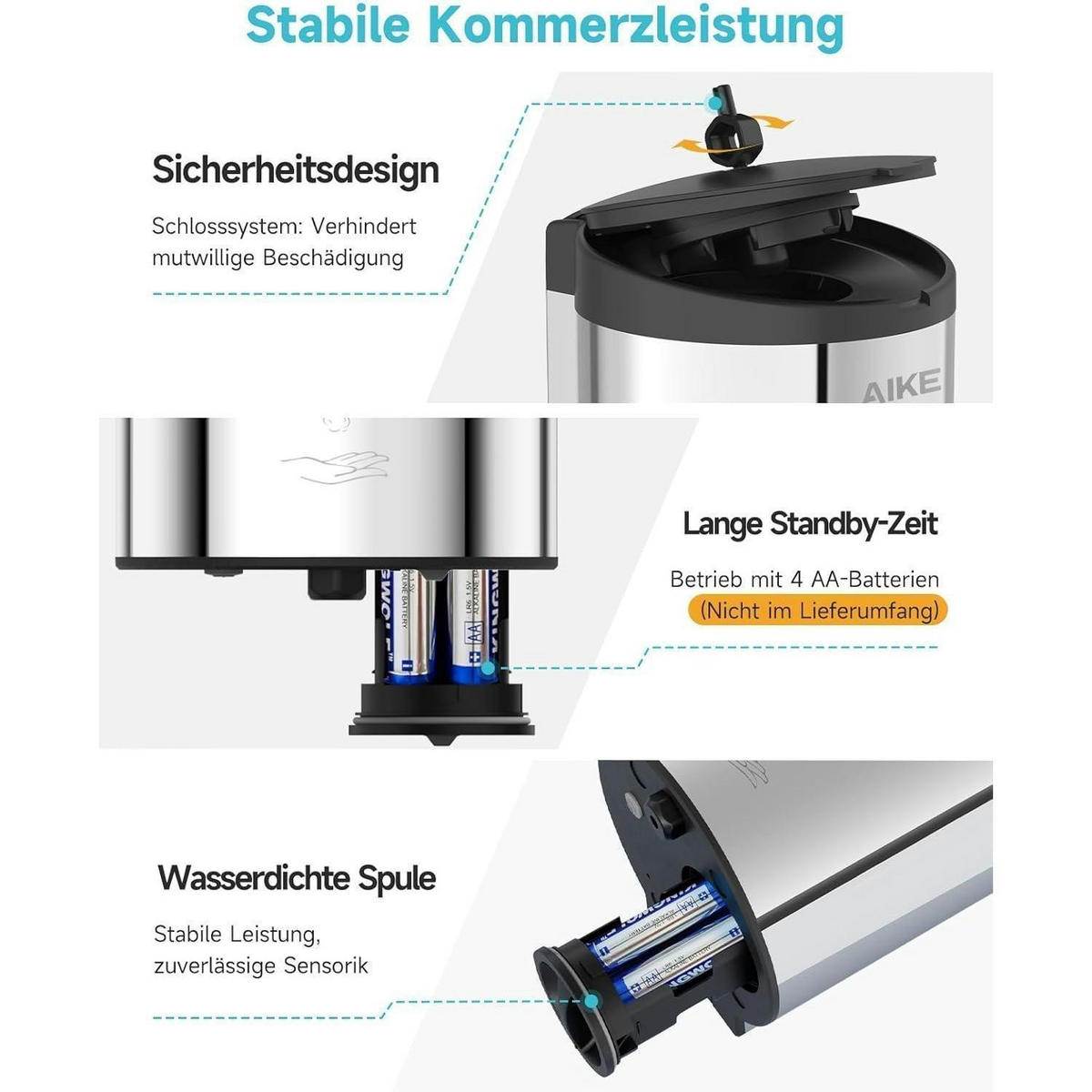SCHAUMSEIFENSPENDER Edelstahl Hochglanz 750ML Wandmontage - Silberfarben, Metall (10.9/10.8/22.1cm)