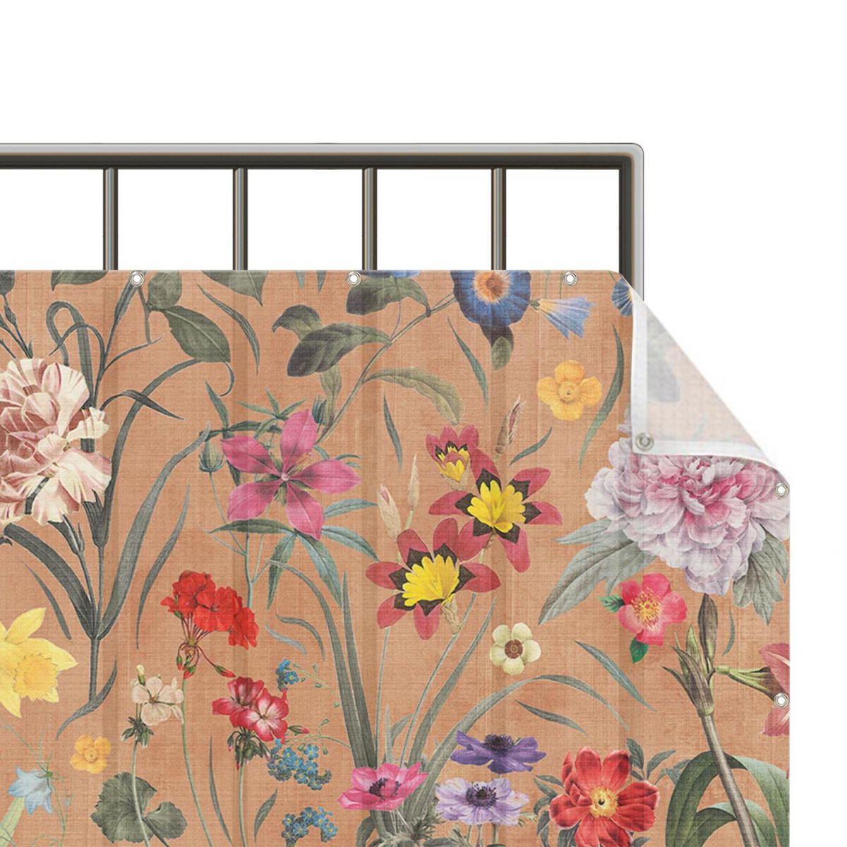 BALKON SICHTSCHUTZ Wildblumenmuster 700/75 cm - Braun, Kunststoff (700/75cm) - Bilderwelten