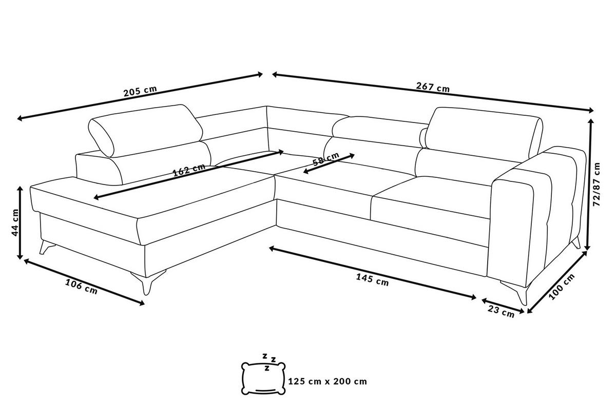 ECKSOFA Palermo L-Form mit Schlaffunktion Bettkasten 267 cm Wohnzimmer links braun - Braun, Kunststoff (106/267cm) - Margaret Hadas24