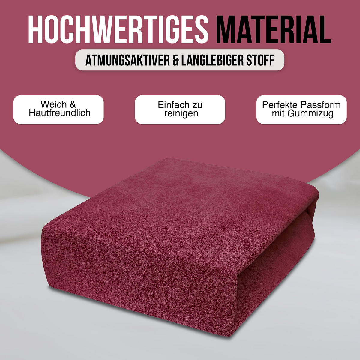 SPANNBETTLAKEN 90/160 cm, Jersey Elastisch 100 % Baumwolle Bordeux - Bordeaux, Textil (90/160cm) - Best For Home