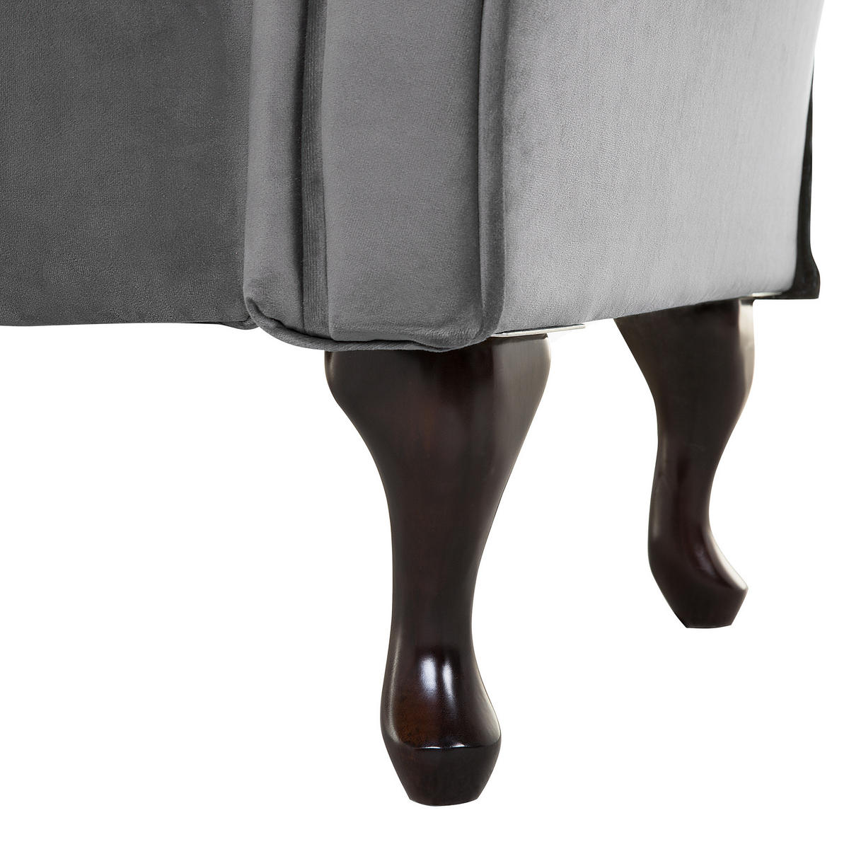 CHAISELONGUE Samtstoff grau rechtsseitig Lattes - Grau, Textil (188/87/59cm) - Beliani