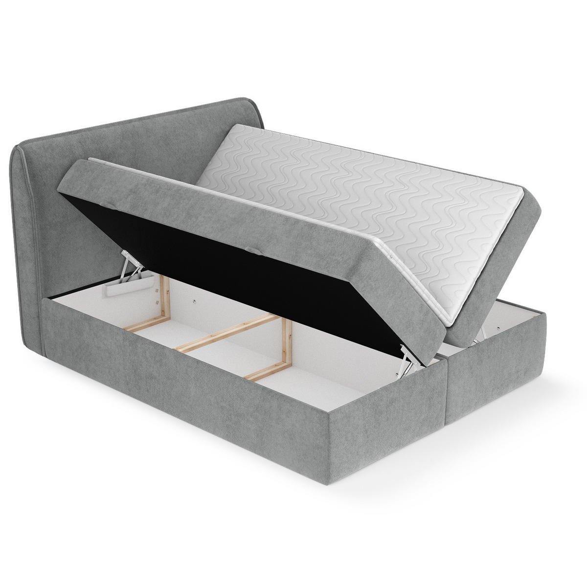 BOXBETT Organic Grau 180/200 cm mit Bonellmatratze und Topper - Schwarz/Grau, Holz/Holzwerkstoff (180/200cm) - Maison de Reve