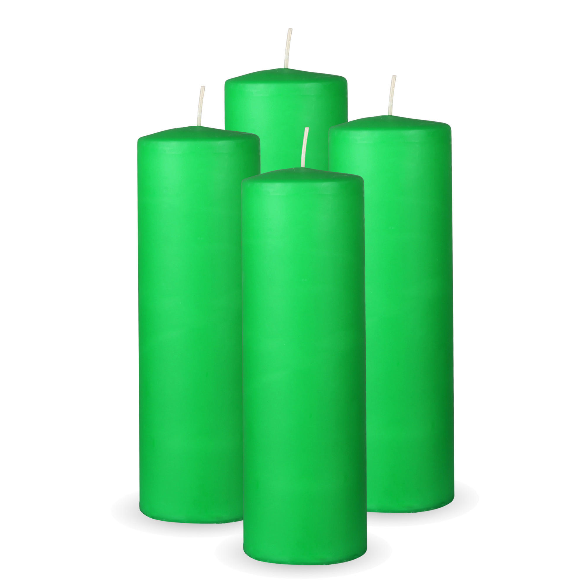 STUMPENKERZEN 4er Pack "Hellgrün", Größe Ø7cm x Höhe: 20 cm - Hellgrün, Naturmaterialien (7/20cm) - Bestlivings