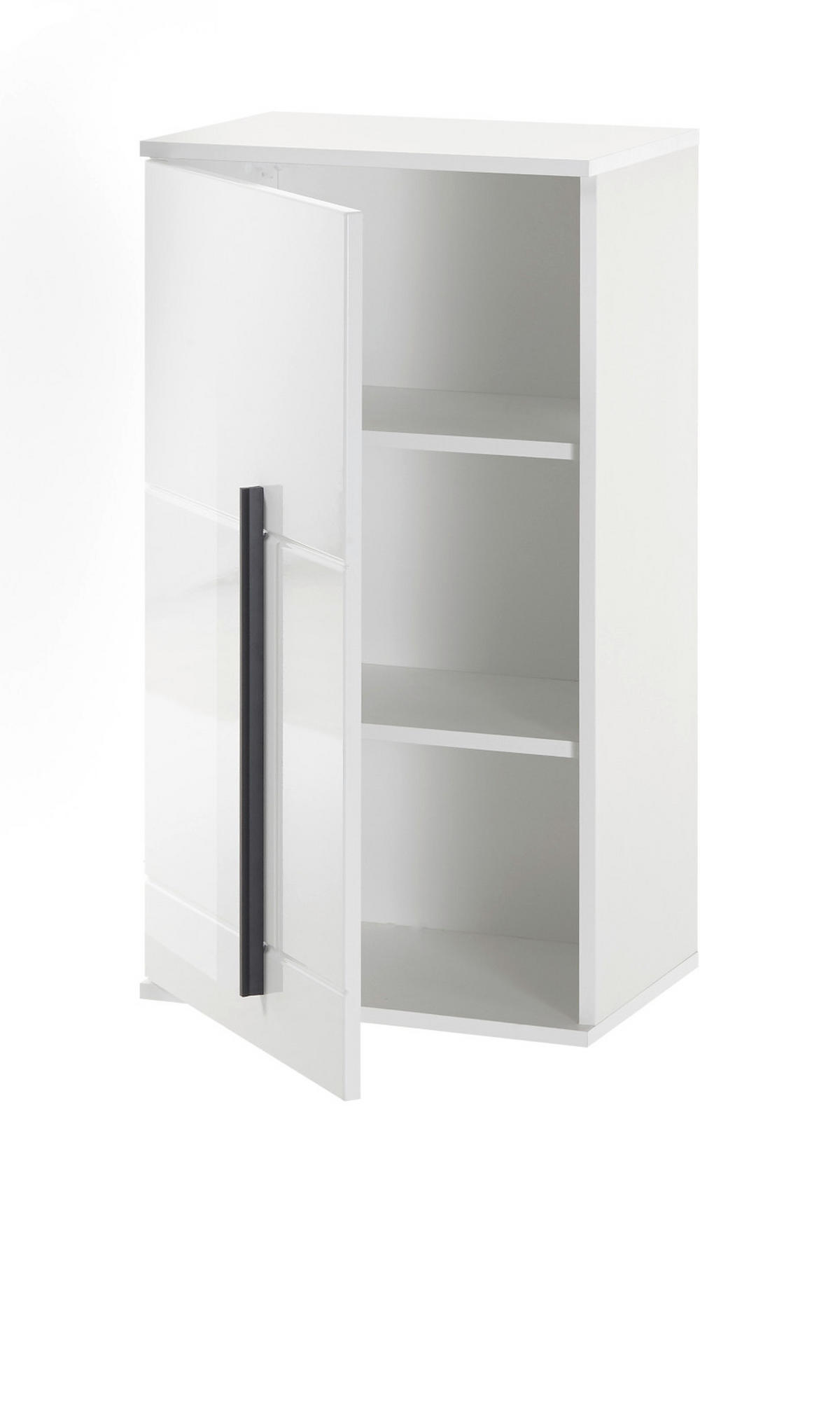 BAD-HÄNGESCHRANK weiß Hochglanz, Badschrank hängend, 45 x 85 cm - Weiß Hochglanz/Schwarz, Holzwerkstoff/Kunststoff (45/85/30cm) - Furn.Design