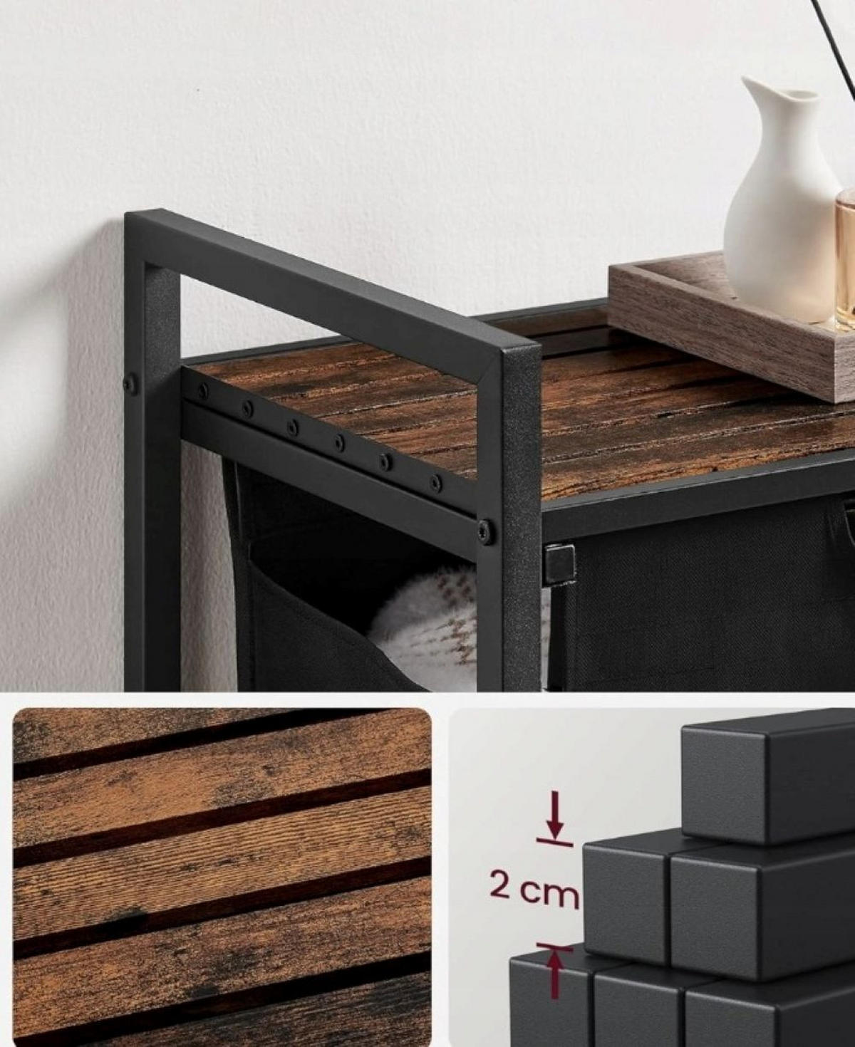 WÄSCHEKORB, schwarz 50x33x72 cm - Schwarz, Holzwerkstoff (50/72/33cm)