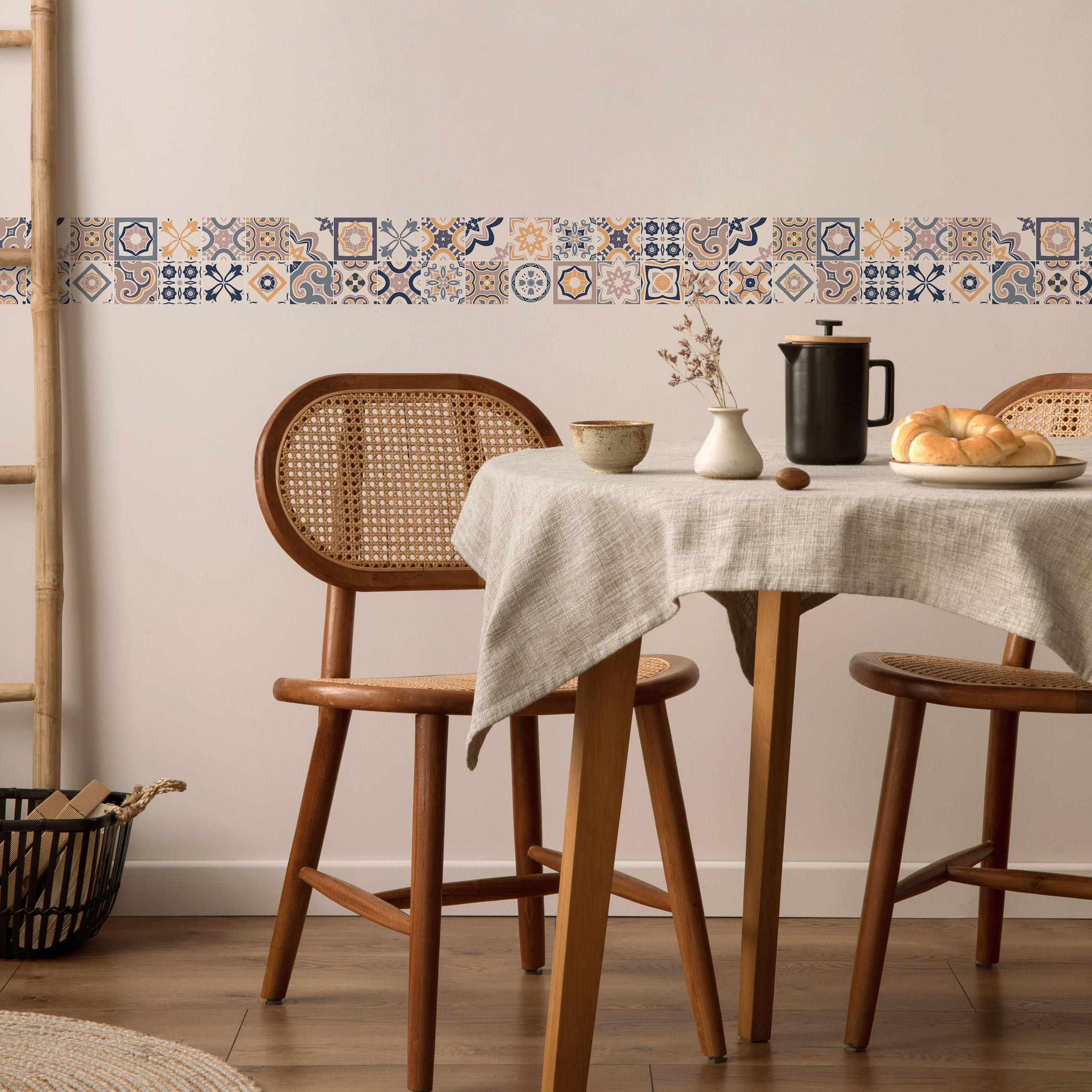TAPETENBORDÜRE selbstklebend Marokkanische FLIESEN Ornamente Mosaik - Blau/Beige, Papier (10/300/300cm) - Muralo