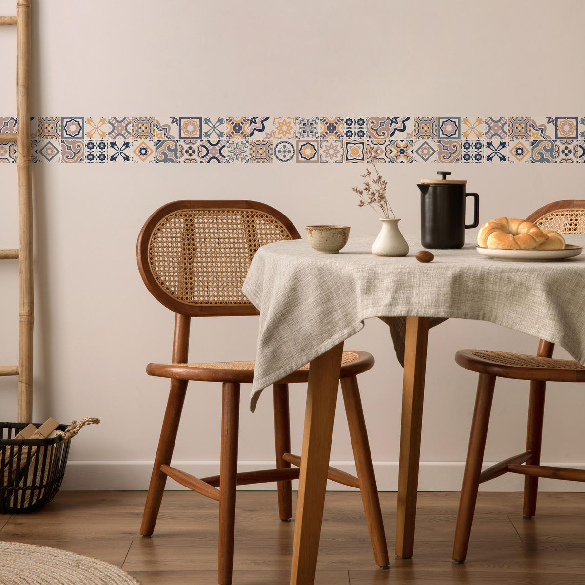 TAPETENBORDÜRE selbstklebend Marokkanische FLIESEN Ornamente Mosaik - Blau/Beige, Papier (10/300/300cm) - Muralo