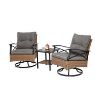 SCHAUKELSTUHL-SET 3-TEILIG BRAUN mit Tisch Wicker 350lbs - Grau, Textil - BLACKCUP