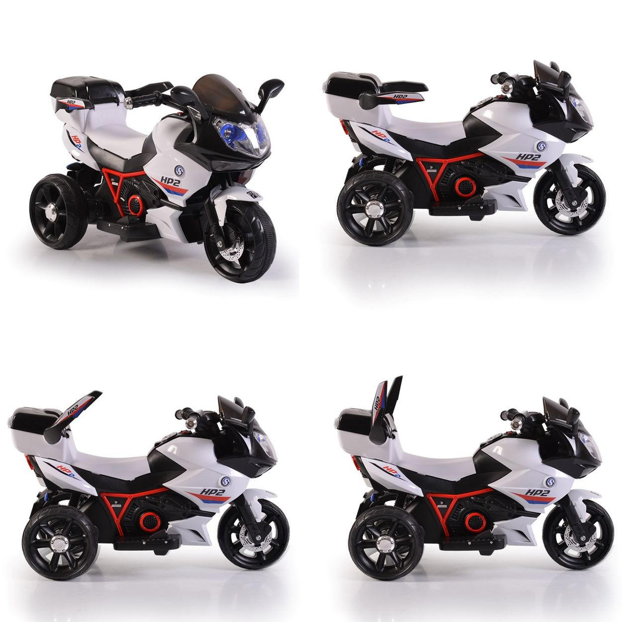 ELEKTROFAHRZEUG Motorrad HP2 FB-6187 rot mit Musikfunktion, Spielzeugkorb, ab 3 Jahre - Rot, Kunststoff (96/46/60cm) - Moni