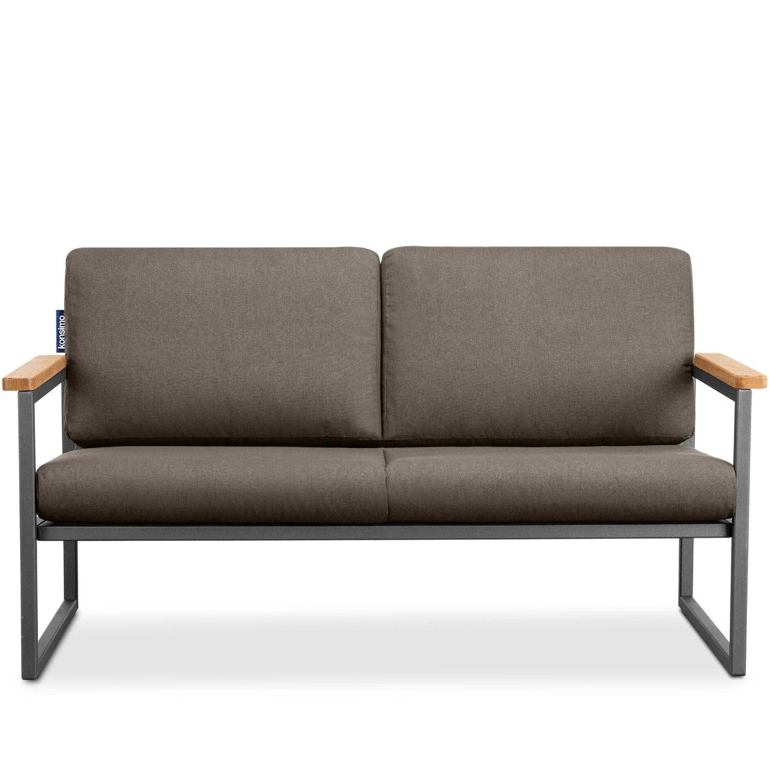 GARTENSOFA TRIBO 2-Personen ,Anthrazit|Beige - Anthrazit/Beige, Holz/Textil (130/65/60cm) - KONSIMO®