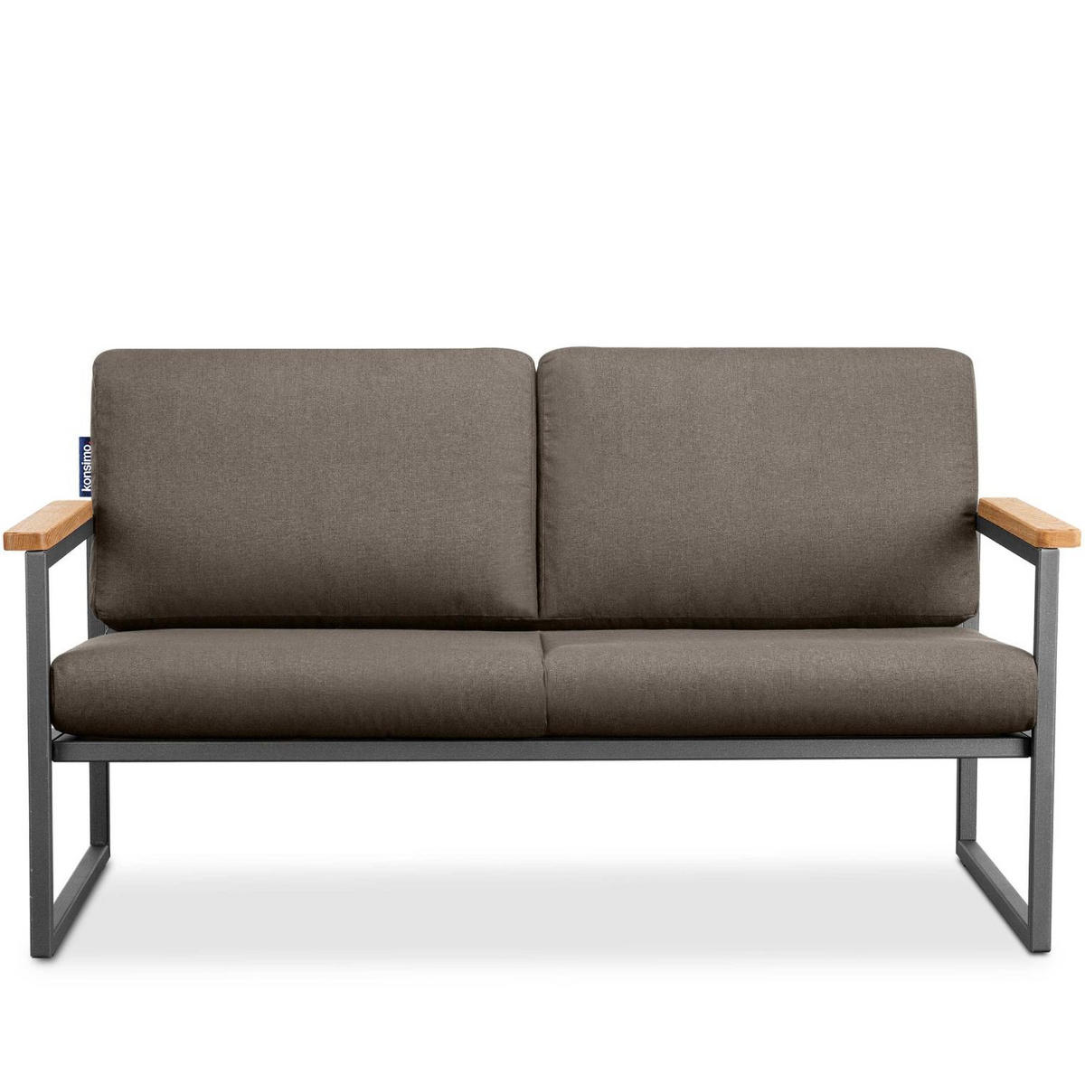 GARTENSOFA TRIBO 2-Personen ,Anthrazit|Beige - Anthrazit/Beige, Holz/Textil (130/65/60cm) - KONSIMO®