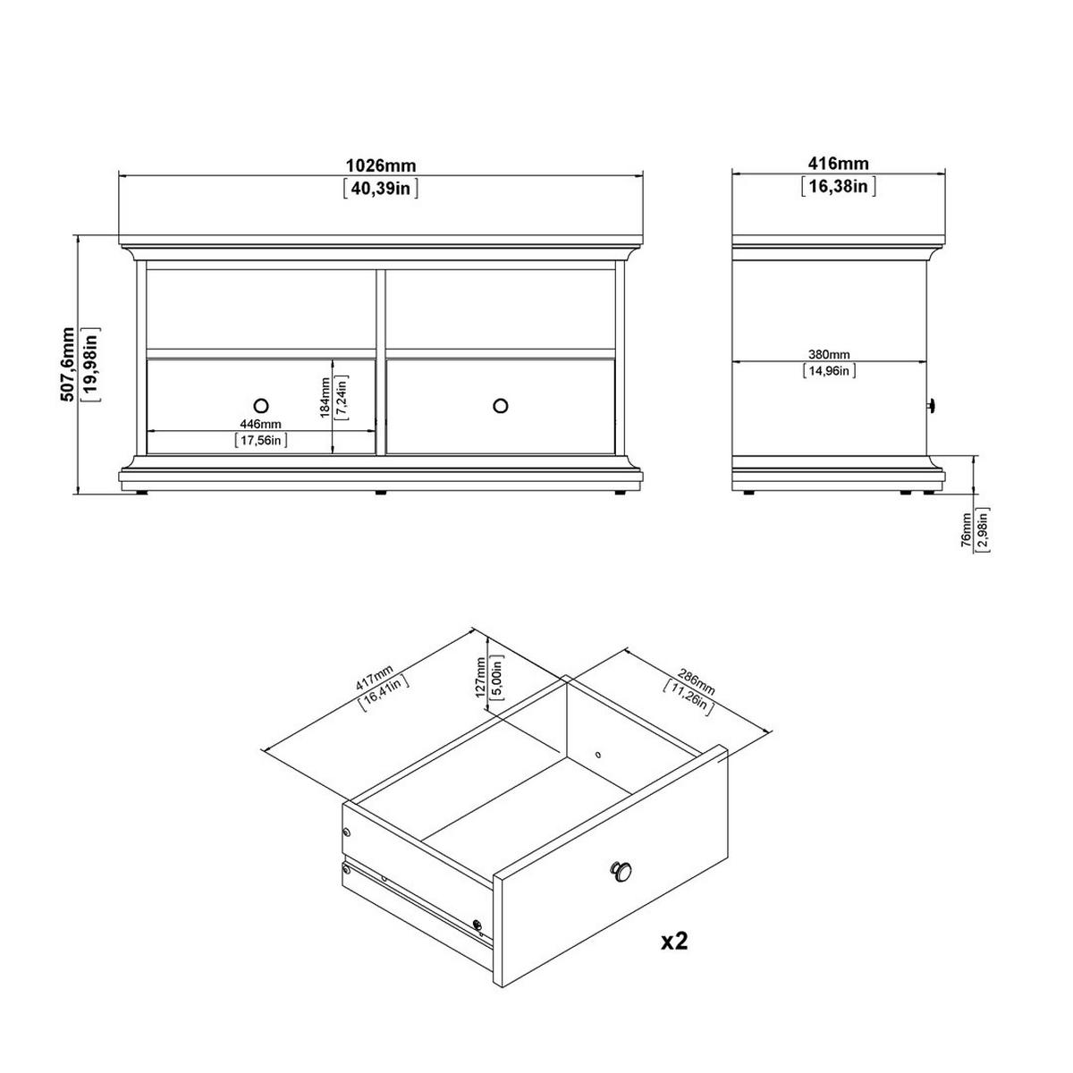 TV-ELEMENT Venedig Grau 103/42/51 cm - Grau, Holzwerkstoff (103/51/42cm) - ebuy24
