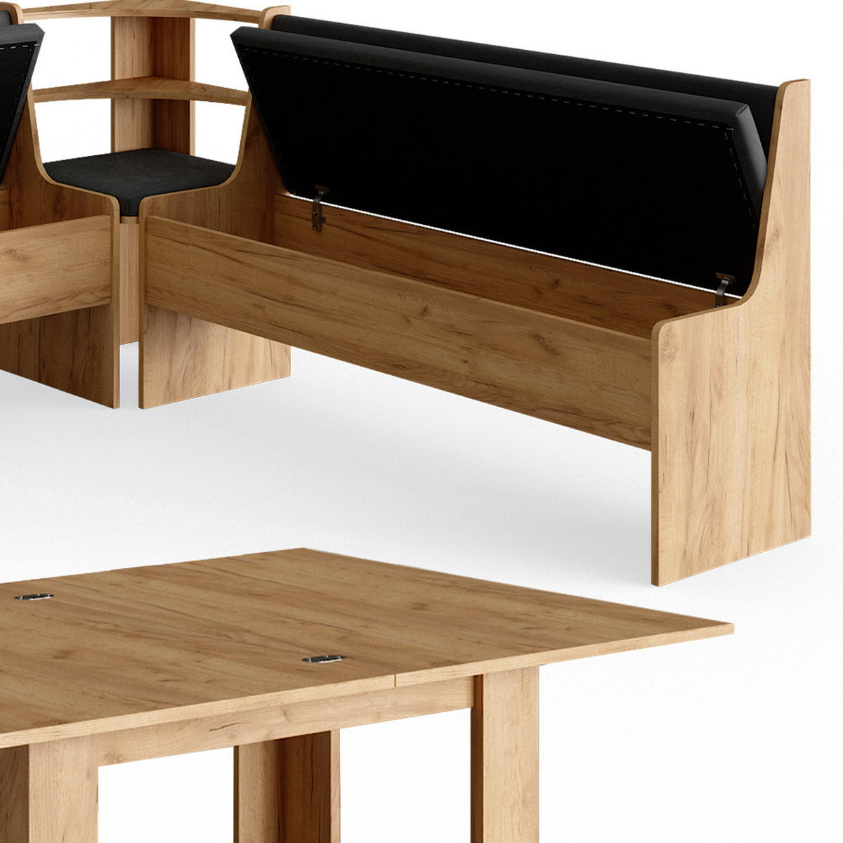 ECKBANKGRUPPE Roman Goldkraft Eiche 180 x 41.5 cm mit Tisch - Anthrazit/Eiche Wotan, Holzwerkstoff (180/80/180cm) - Vicco