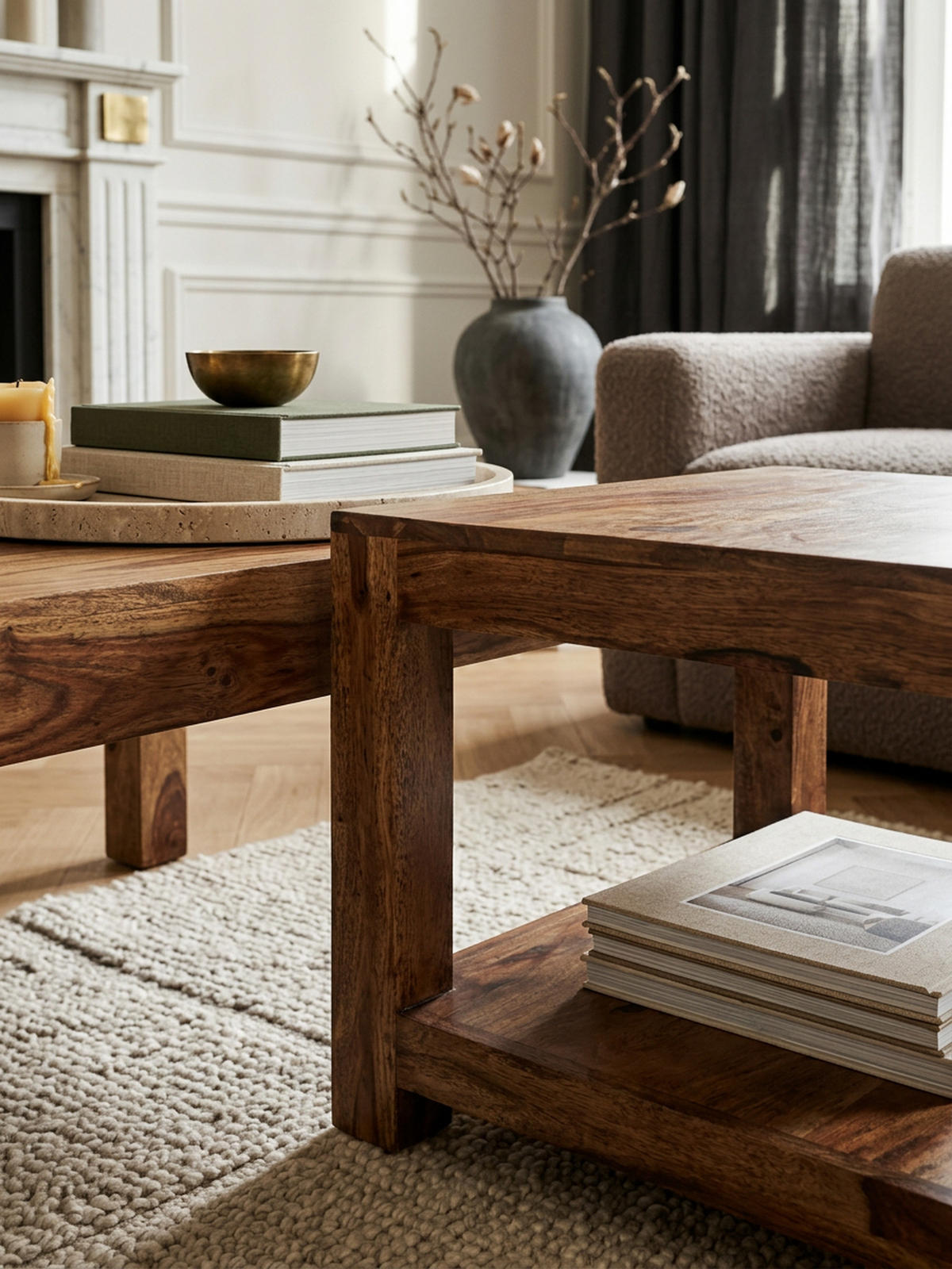 COUCHTISCH Massivholz im Landhausstil mit Ablagefach und pflegeleichter Oberfläche, Braun 60x60x45 cm - Braun, Holz (60/60/45cm) - KADIMA DESIGN