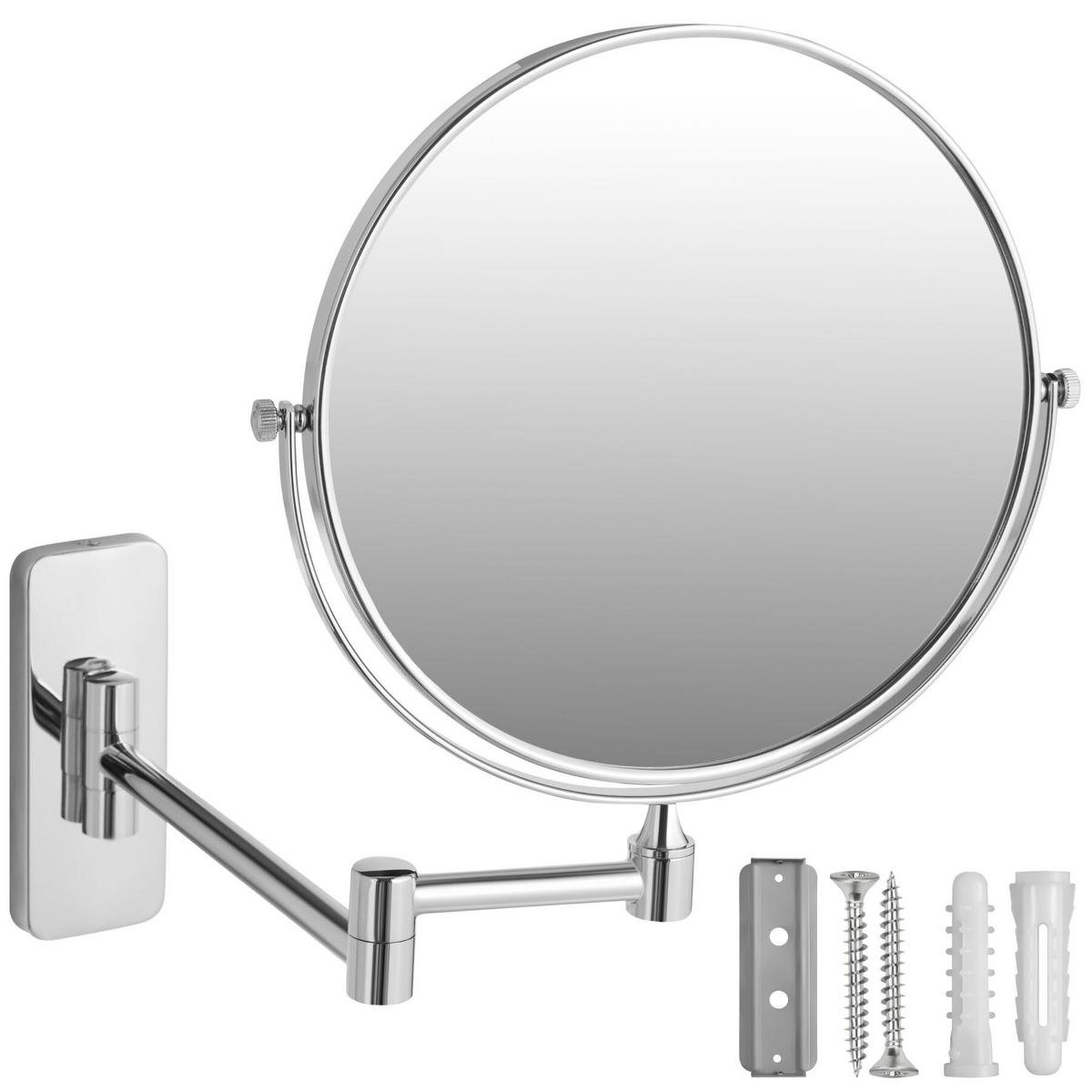 KOSMETIKSPIEGEL , doppelseitig, Ø 20 cm, silber - Silberfarben, Glas (2.7/31/26.5cm) - tectake