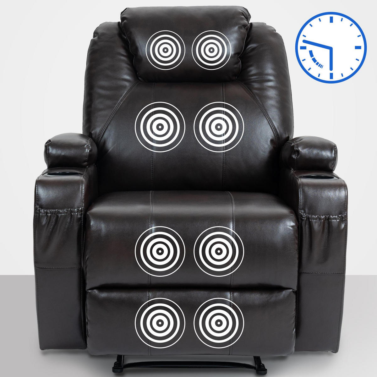 SESSEL Lederlook braun - Schwarz/Braun, Leder/Textil (83/105/94cm) - CLP