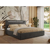 POLSTERBETT GOLD 5 CLASSIC 200/200 - Dunkelgrau Velvet - Schaum-Matratze - Dunkelgrau, Textil (200/200cm) - MKS