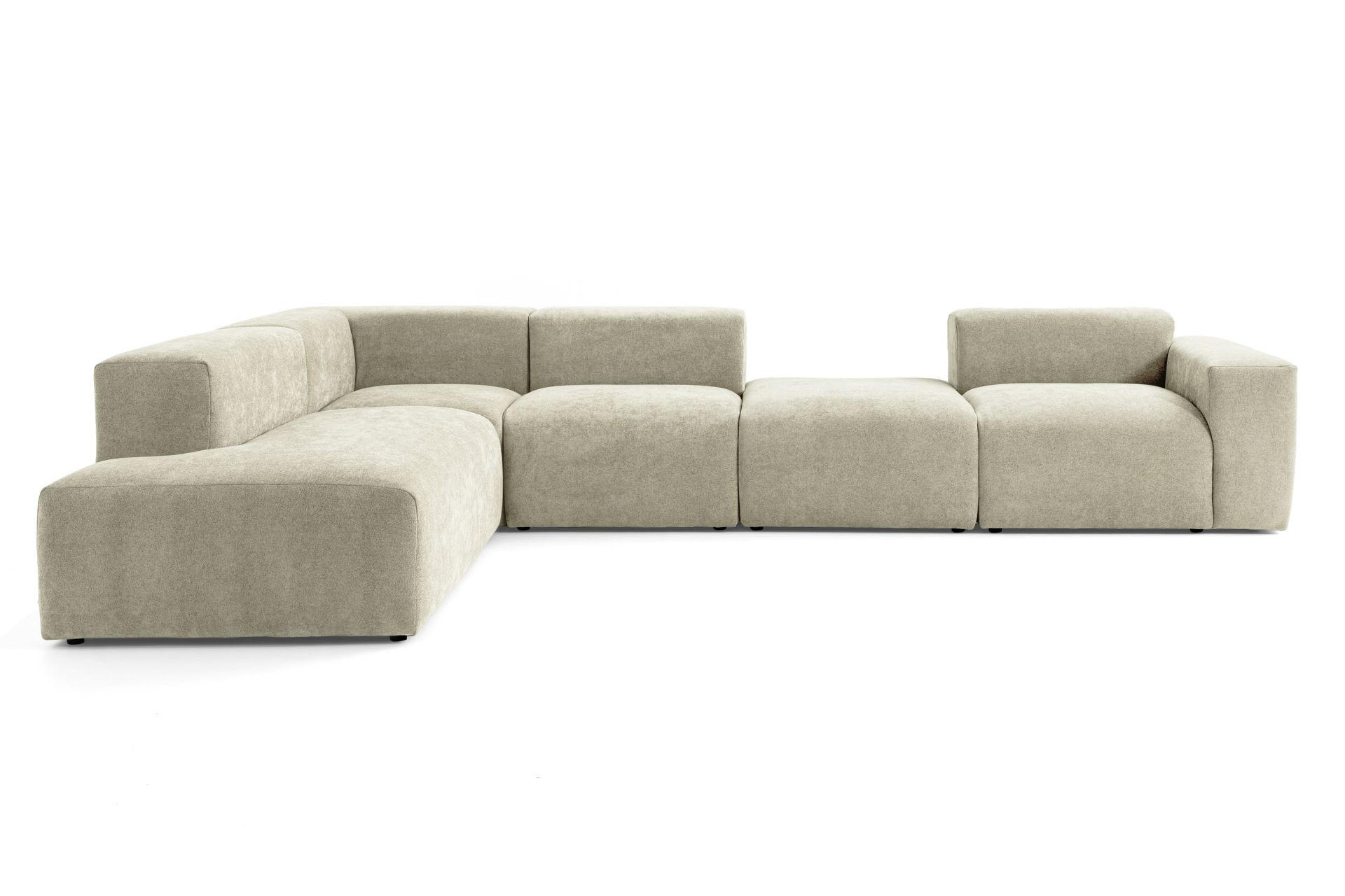 5-SITZER modulares Ecksofa HEAVEN SET 5 Links, Breite 380 cm Webstoff Olivgrün - Schwarz/Olivgrün, Holz/Kunststoff (380/245cm) - Muffo