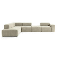 5-SITZER modulares Ecksofa HEAVEN SET 5 Links, Breite 380 cm Webstoff Olivgrün - Schwarz/Olivgrün, Holz/Kunststoff (380/245cm) - Muffo
