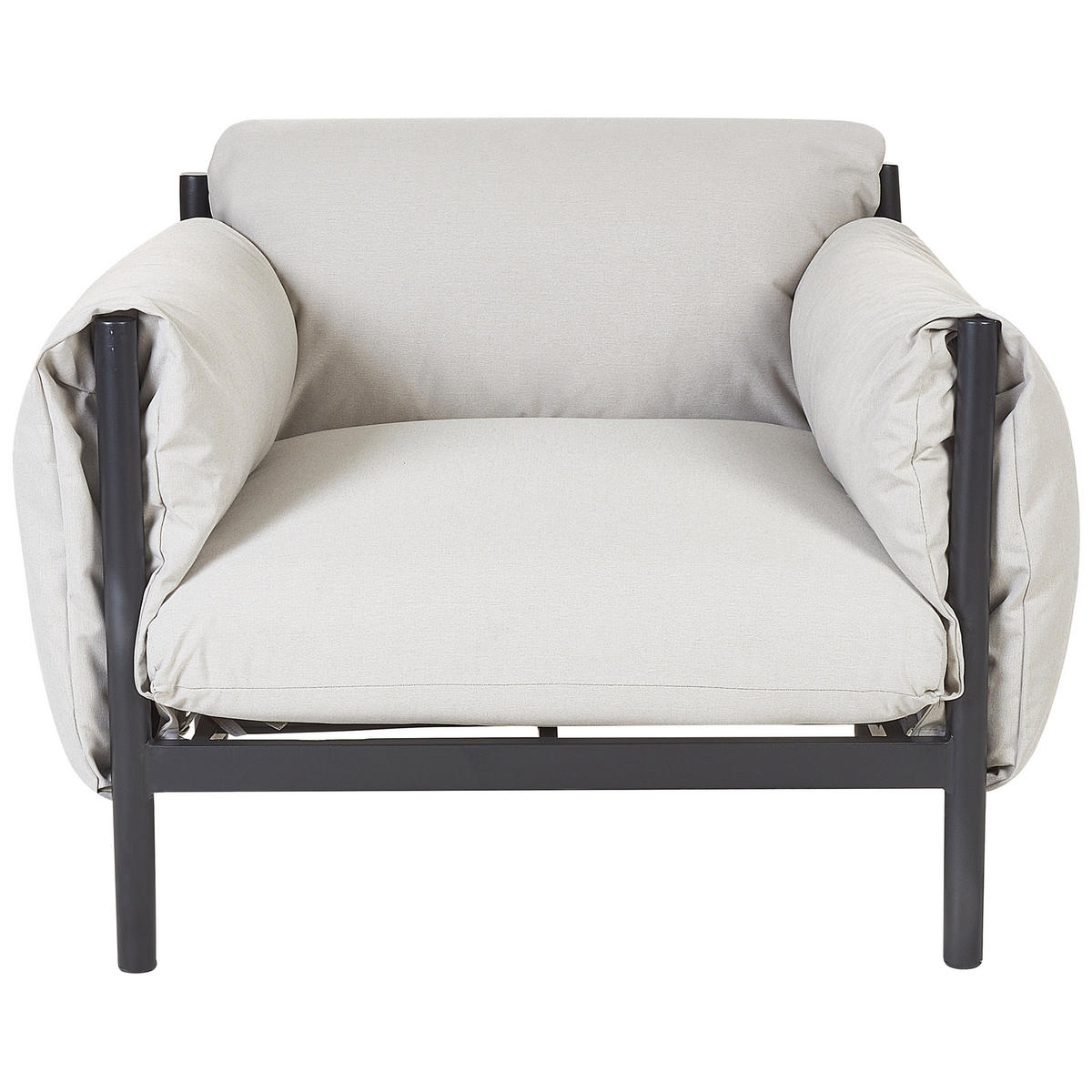 LOUNGE-SET 5-Sitzer 3-teilig Hellgrau/Schwarz Esperia - Hellgrau/Schwarz, Textil/Metall (211/80/96cm) - Beliani