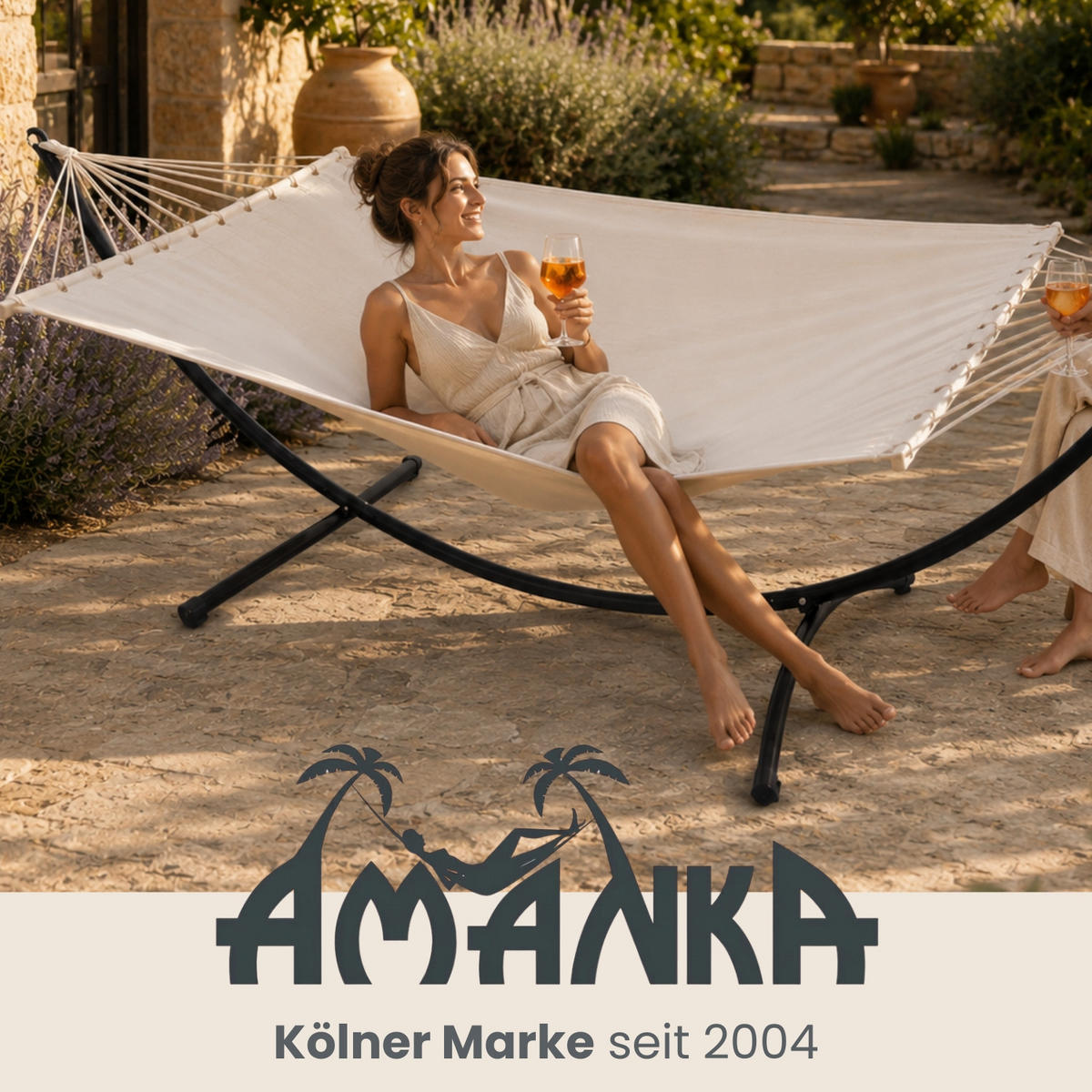 XL-HÄNGEMATTENGESTELL für 1 Person bis 120kg, 300/100 cm, schwarz - Schwarz, Metall (300/100/90cm) - Amanka