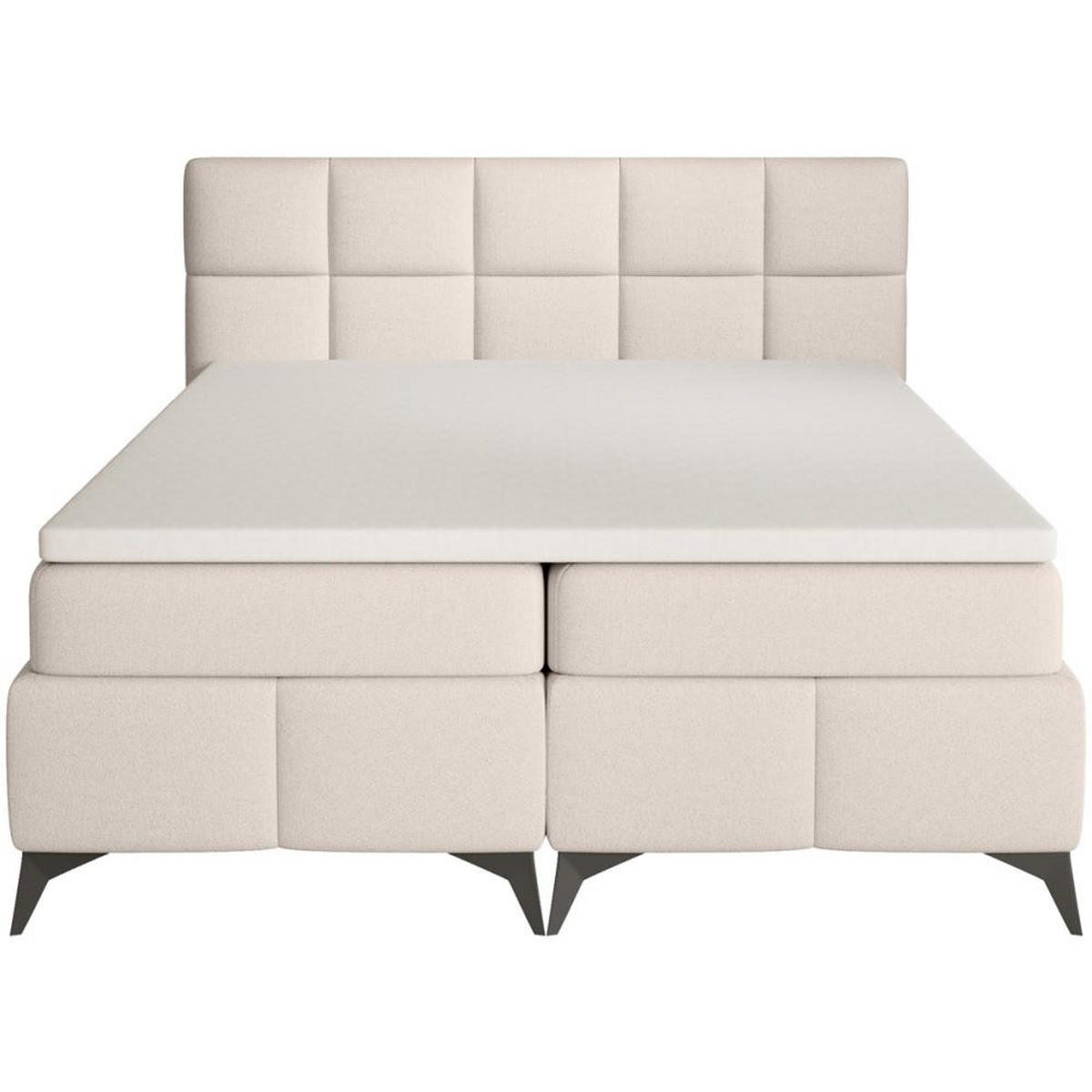 BOXBETT Solido mit Bettkasten 160x200 cm beige - Beige/Schwarz, Textil/Metall (160/200cm) - Beautysofa