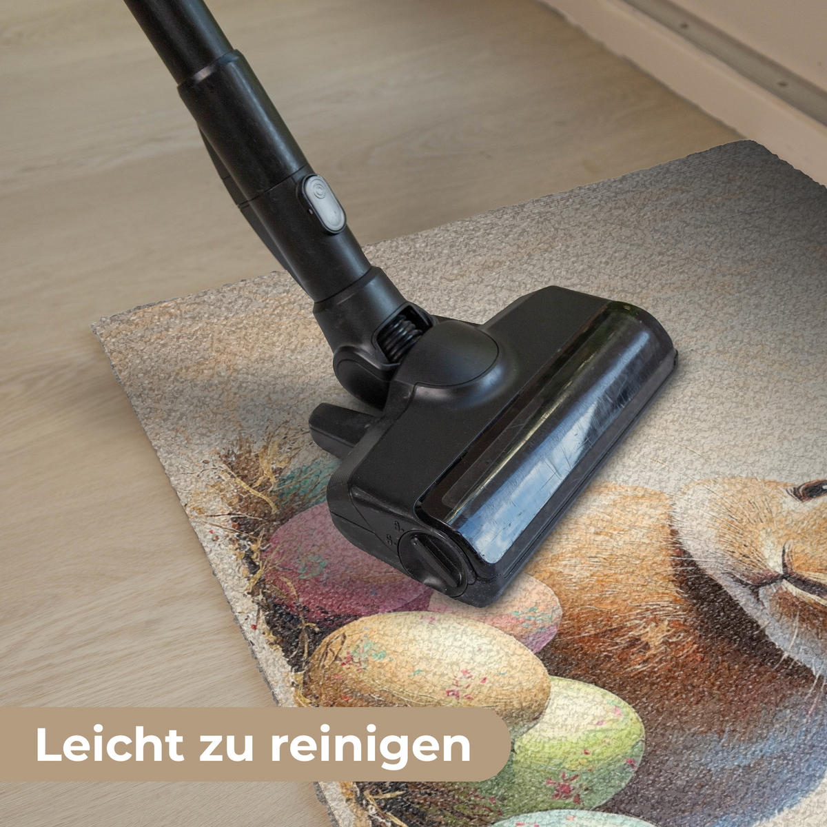 FUSSMATTE Osterhase - Pastell - Eier 90x60 cm - Beige/Multicolor, Kunststoff (60/90cm) - MuchoWow