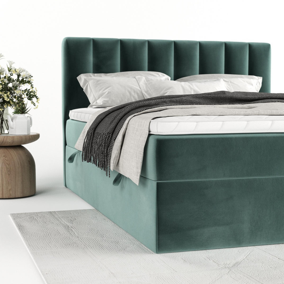 BOXBETT Bari 160/200 cm Türkis im Kronos Stoff - Türkis, Holz/Holzwerkstoff (160/200cm) - AltaBeds