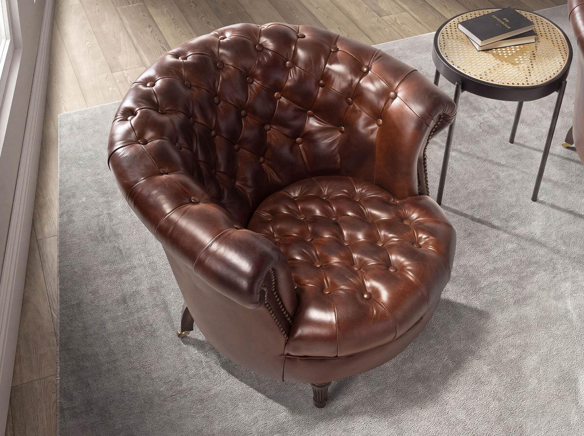 CHESTERFIELD-SESSEL Chester-Sessel aus cognacbraunem Leder 87/83/79 cm - Cognac/Walnussfarben, Leder/Holz (87/79/83cm) - ANGEL CERDA