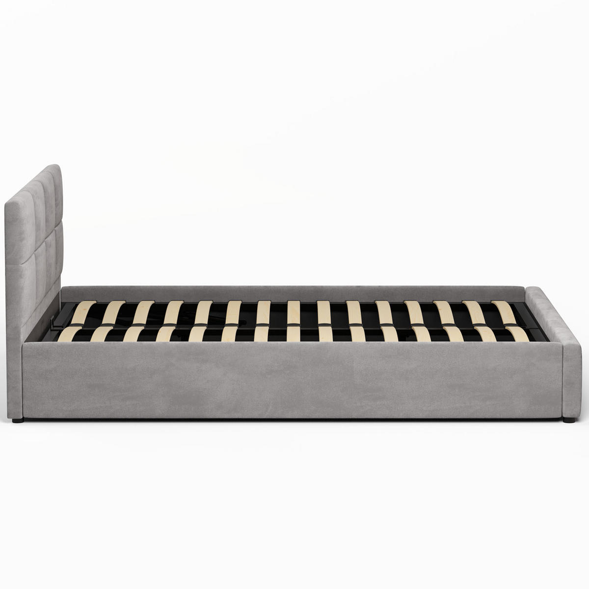 POLSTERBETT 140×200 cm mit Bettlkasten und Lattenrost Mika HLR-22 Grau Velours - Grau, Holz/Textil (140/200cm) - Jana