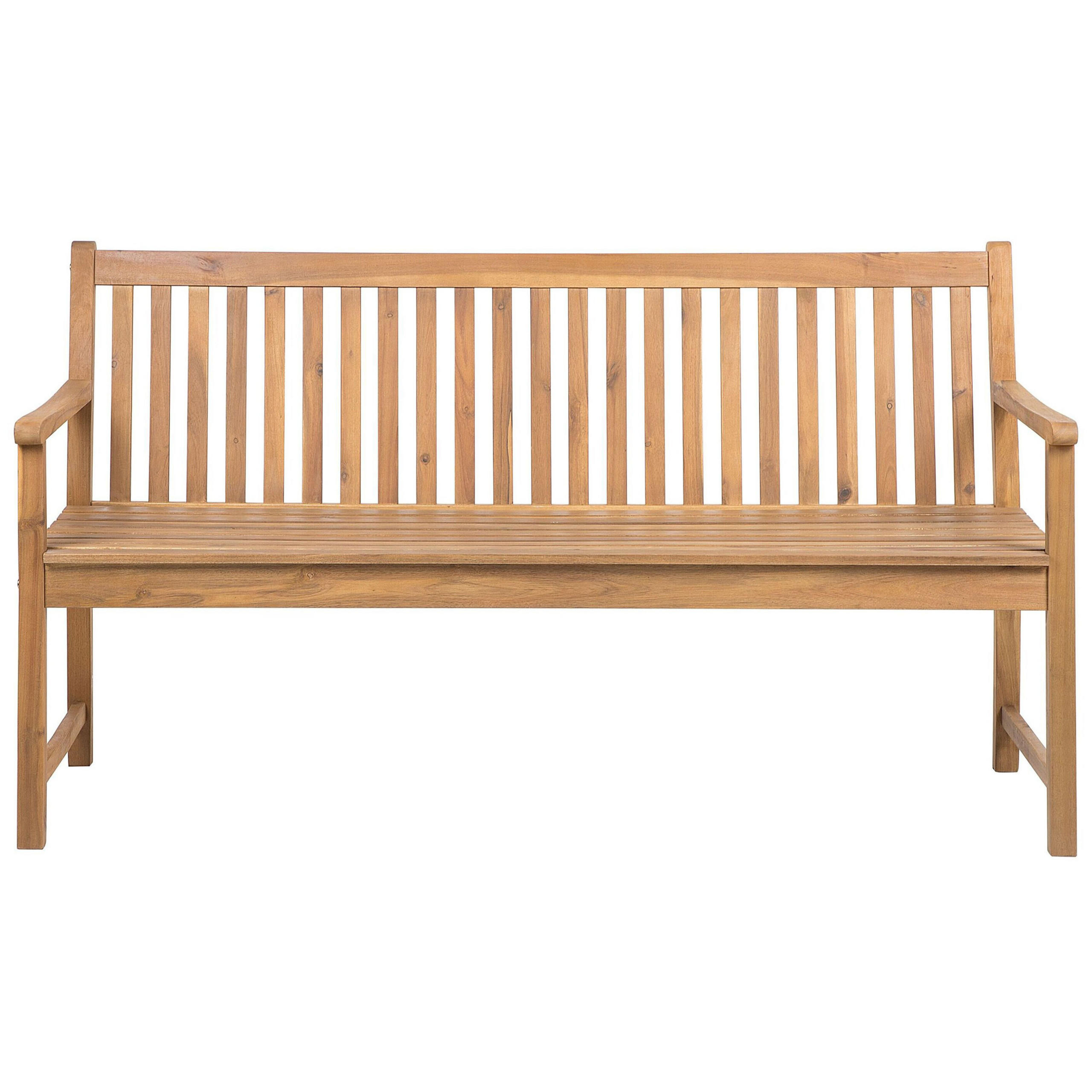 GARTENBANK zertifiziertes Holz hellbraun 160 cm Vivara - Hellbraun, Holz (160/88/61cm) - Beliani