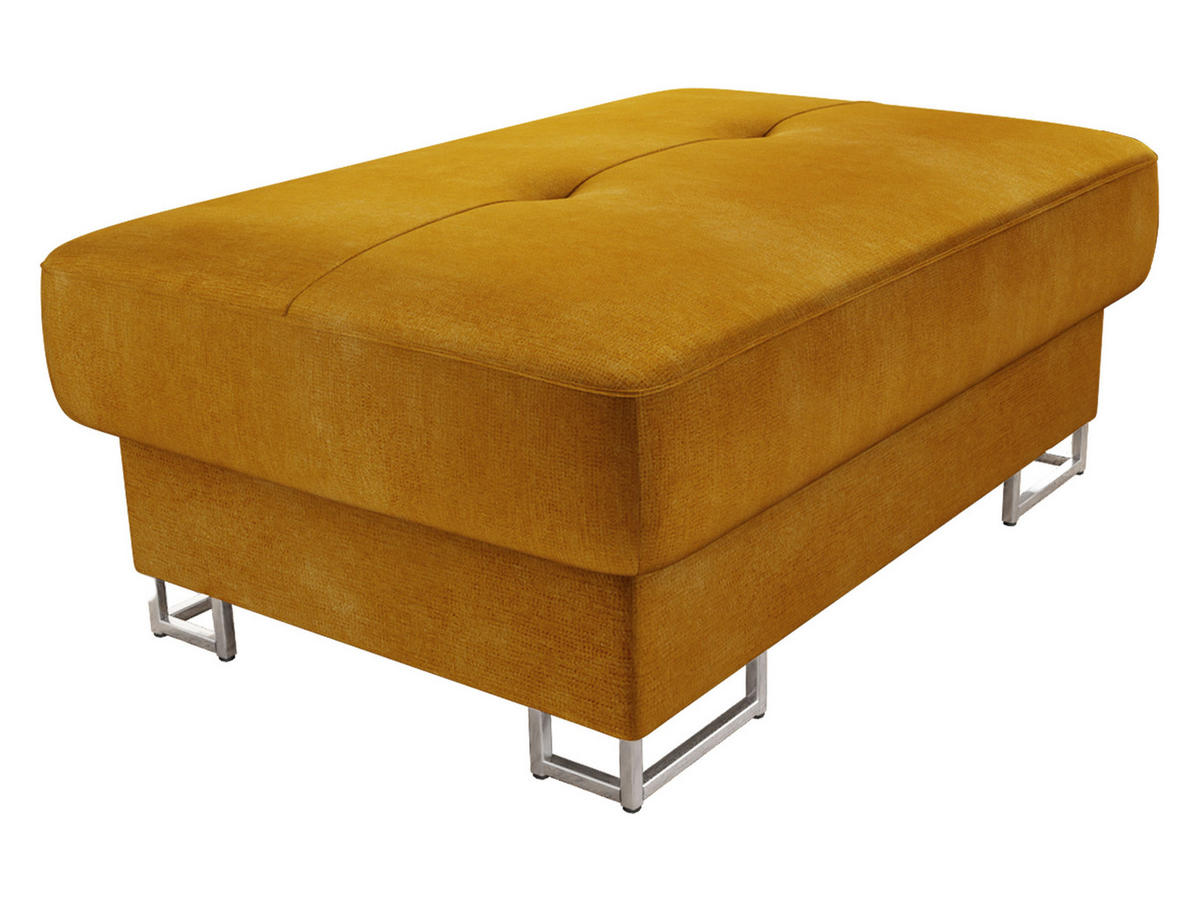 POLSTERHOCKER Cotere - Currygelb/Silberfarben, Holz/Metall (104/42/67cm) - MIRJAN24