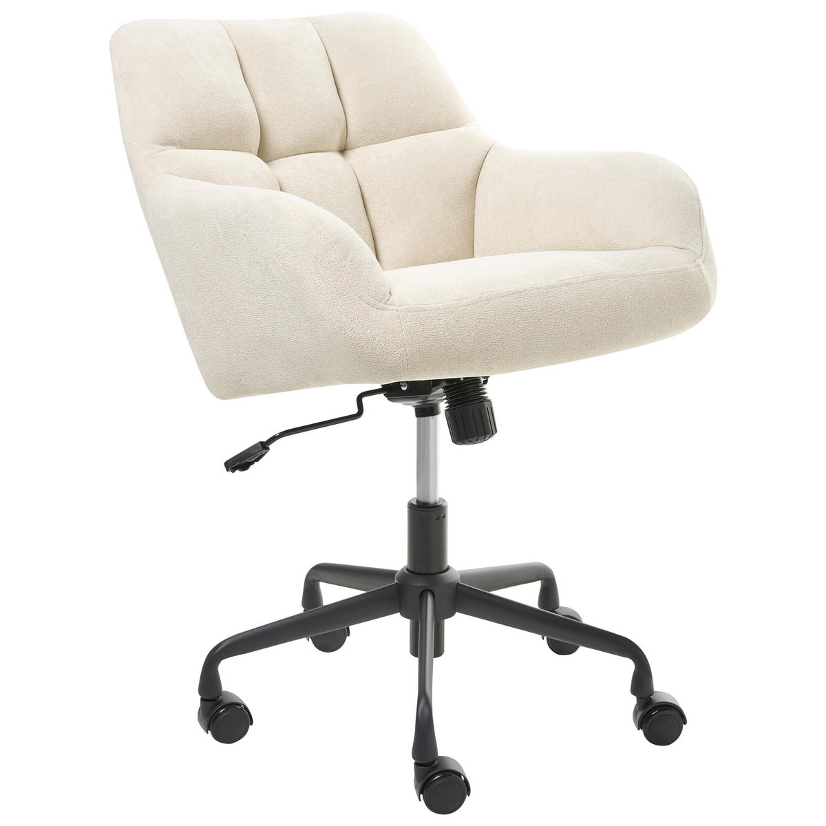 SCHREIBTISCHSTUHL Samtstoff Hellbeige Palmdale - Beige, Textil (58/87/61cm) - Beliani