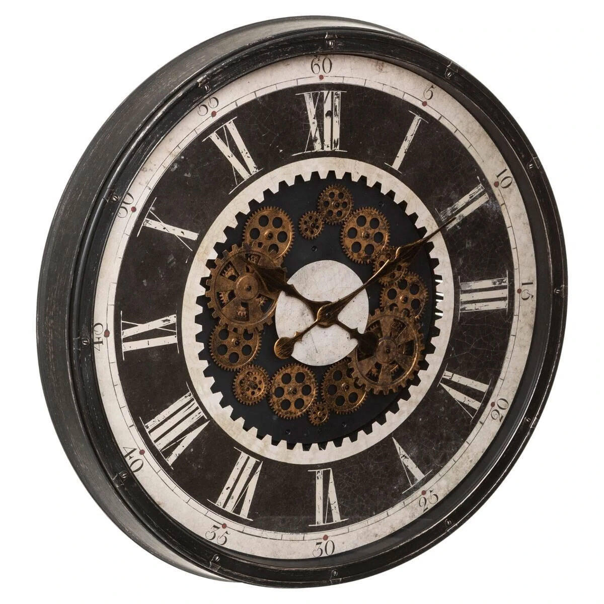 WANDUHR mit dekorativem Mechanismus Charley 76/76/8,5 cm - Schwarz, Kunststoff (76/8.5/76cm) - Atmosphera Createur d´interieur