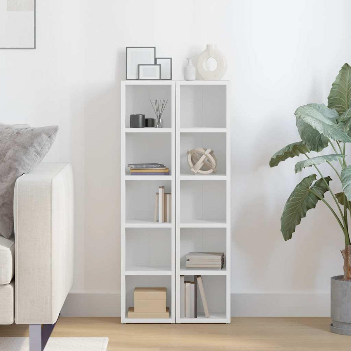 CD-REGALE 2er set Weiß 21/16/93,5 Cm Holzwerkstoff - Weiß, Holz (21/16/21cm) - vidaXL